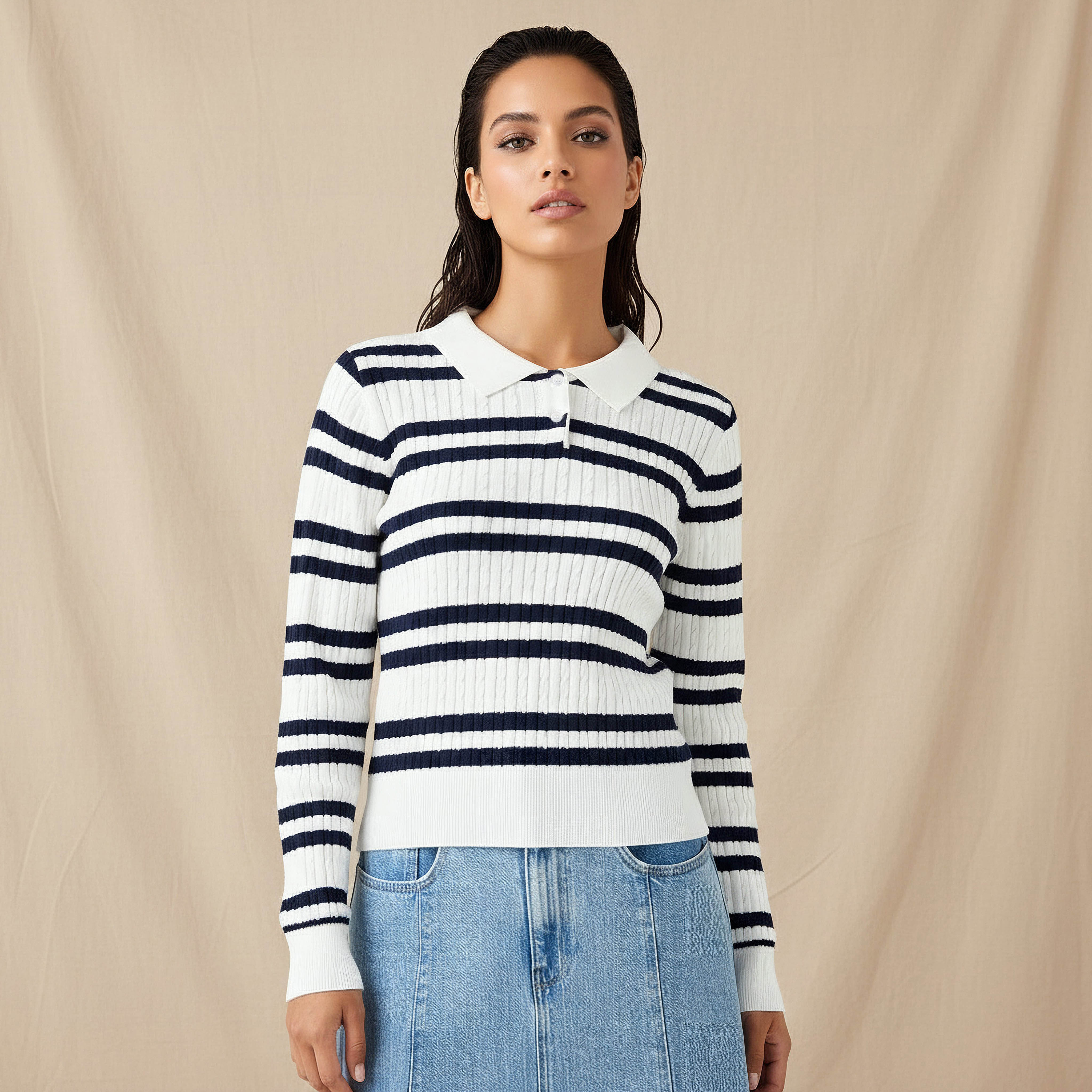 Lee Cooper Regular Fit Polo T-shirt with Stripes-women-clothing-tshirts-image-2