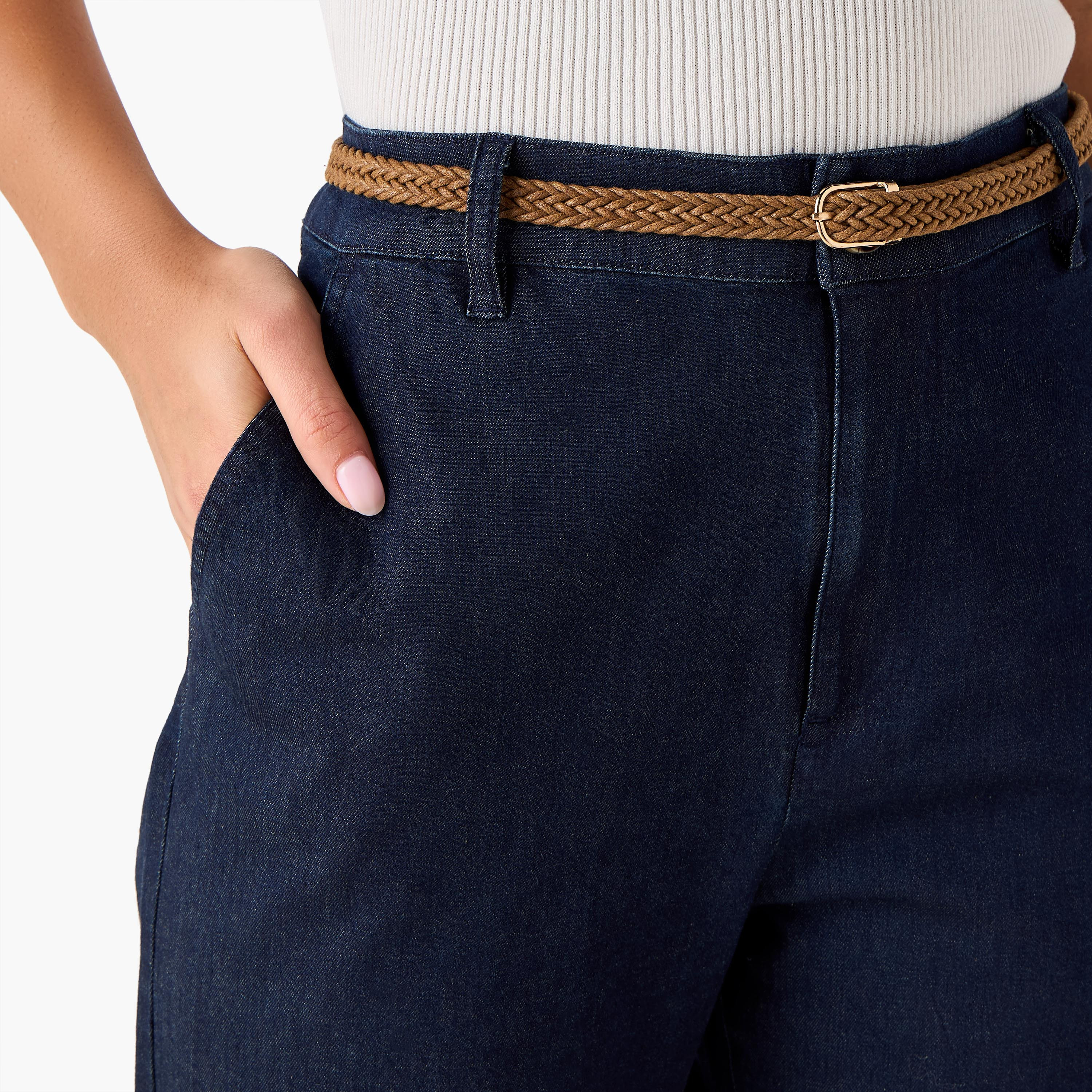 Lee Cooper Regular Fit Trousers with Braided Belt-women-clothing-bottoms-trousers-image-5