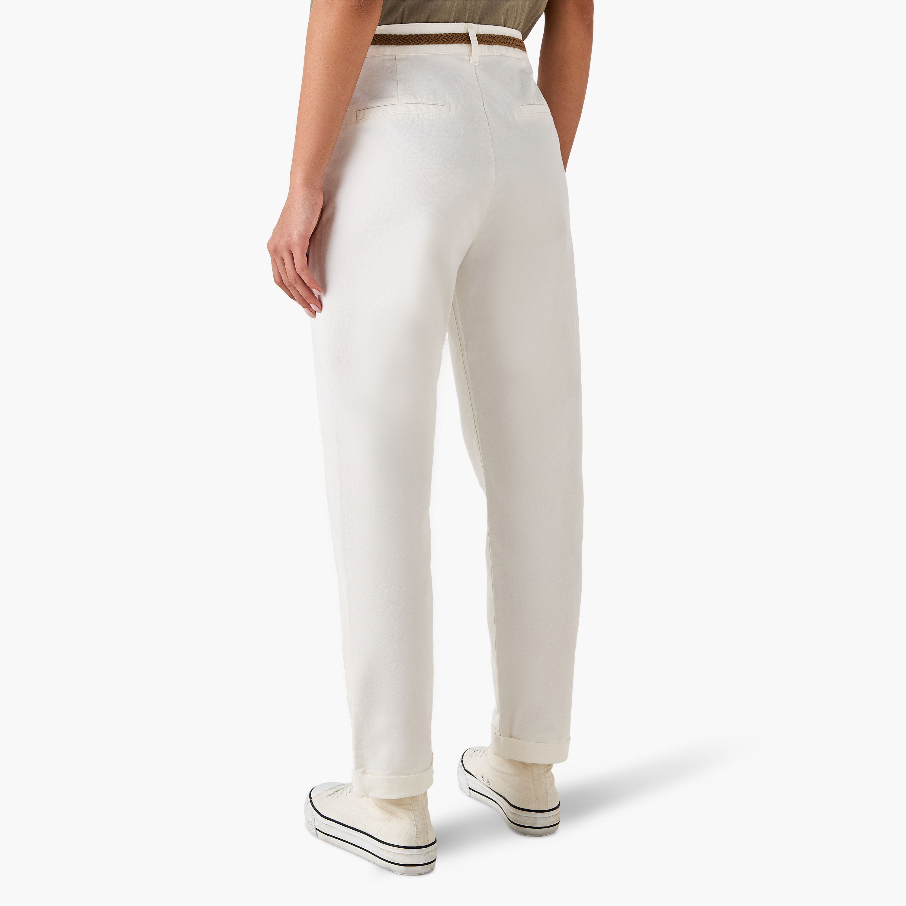 Lee Cooper Regular Fit Trousers with Braided Belt-women-clothing-bottoms-trousers-image-4