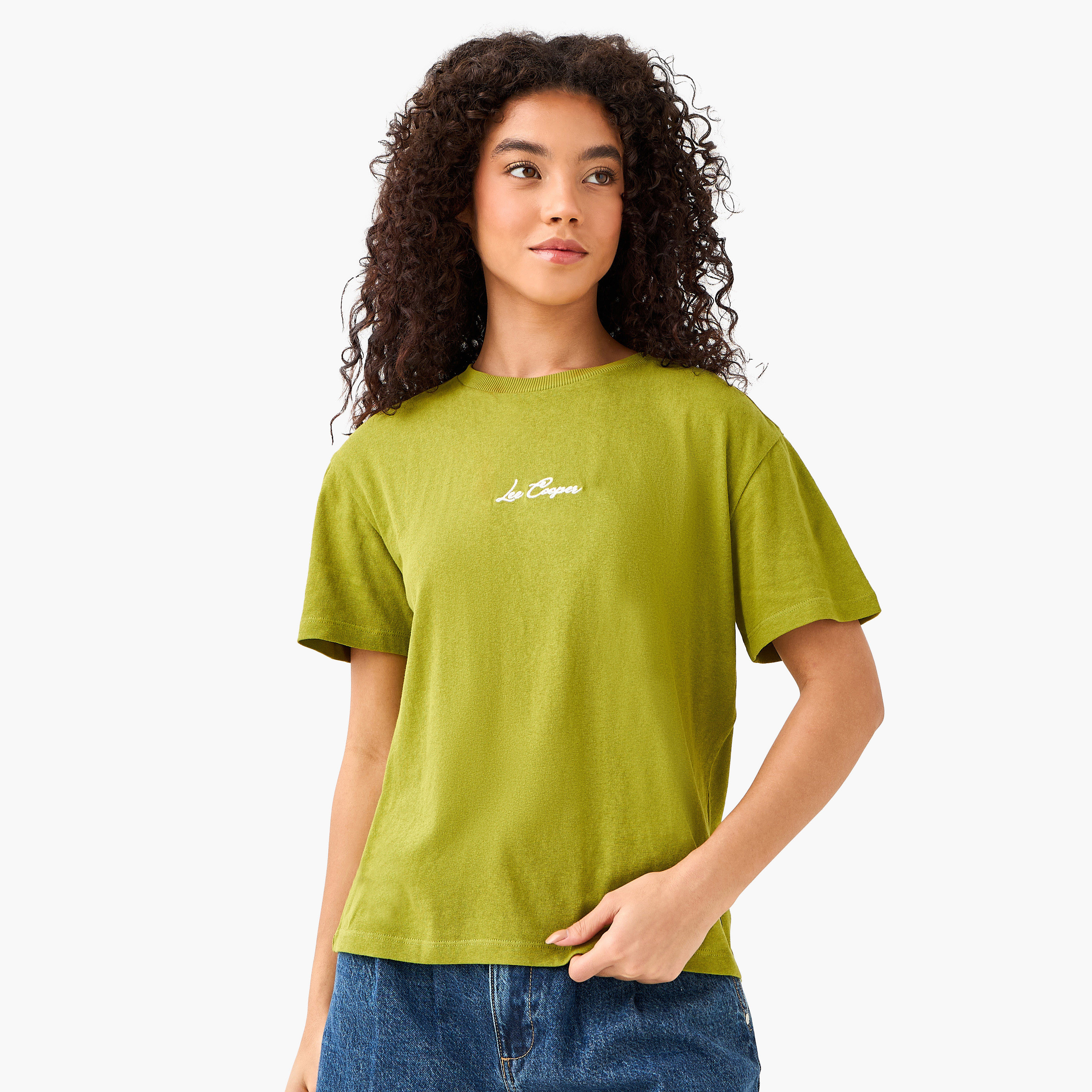 تيشيرت قطن بقصة عادية وتطريزات من لي كوبر-women-clothing-tshirts-image-2