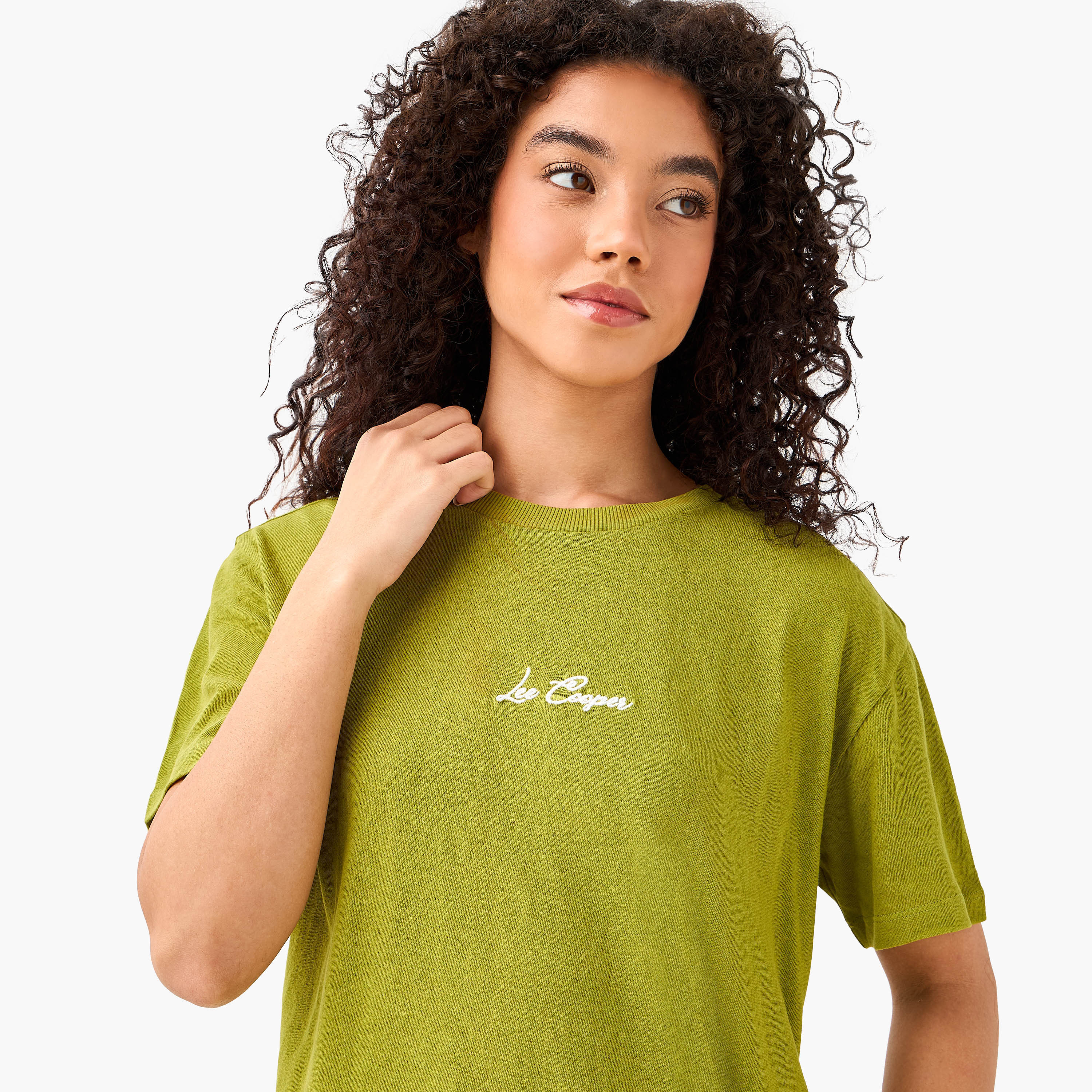 تيشيرت قطن بقصة عادية وتطريزات من لي كوبر-women-clothing-tshirts-image-6
