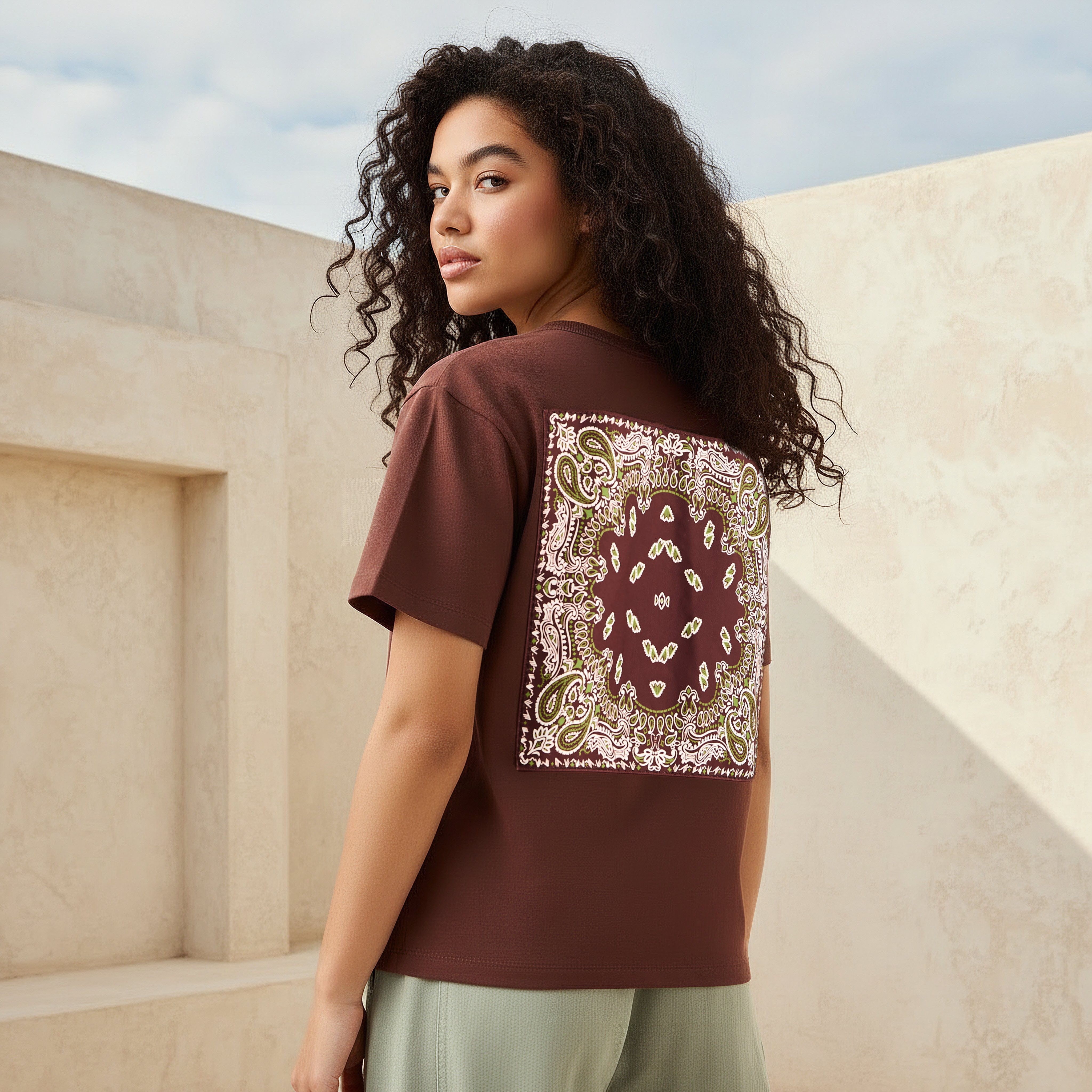 Lee Cooper Regular Fit Cotton T-shirt with Printed Patch-women-clothing-tshirts-image-1