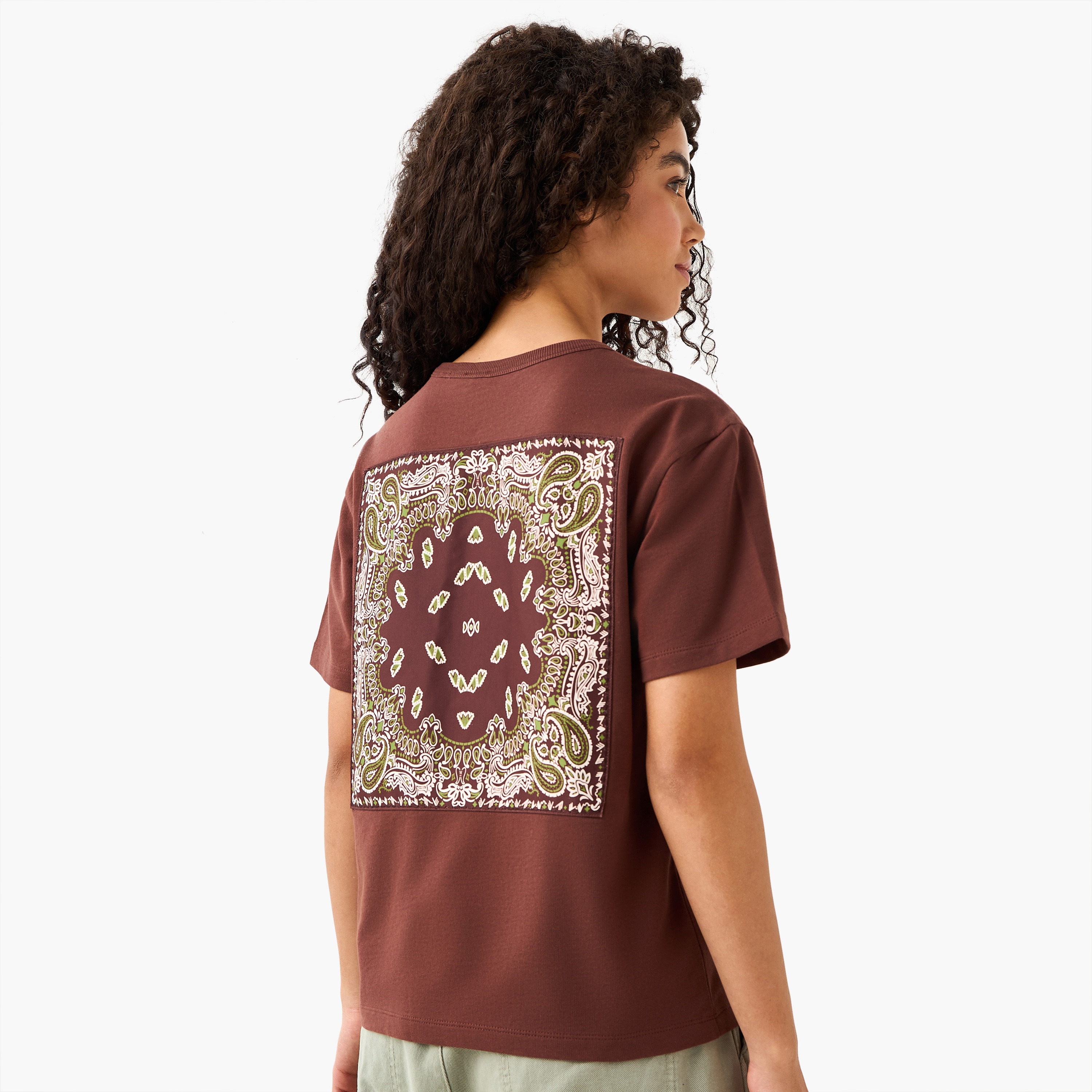 Lee Cooper Regular Fit Cotton T-shirt with Printed Patch-women-clothing-tshirts-image-2