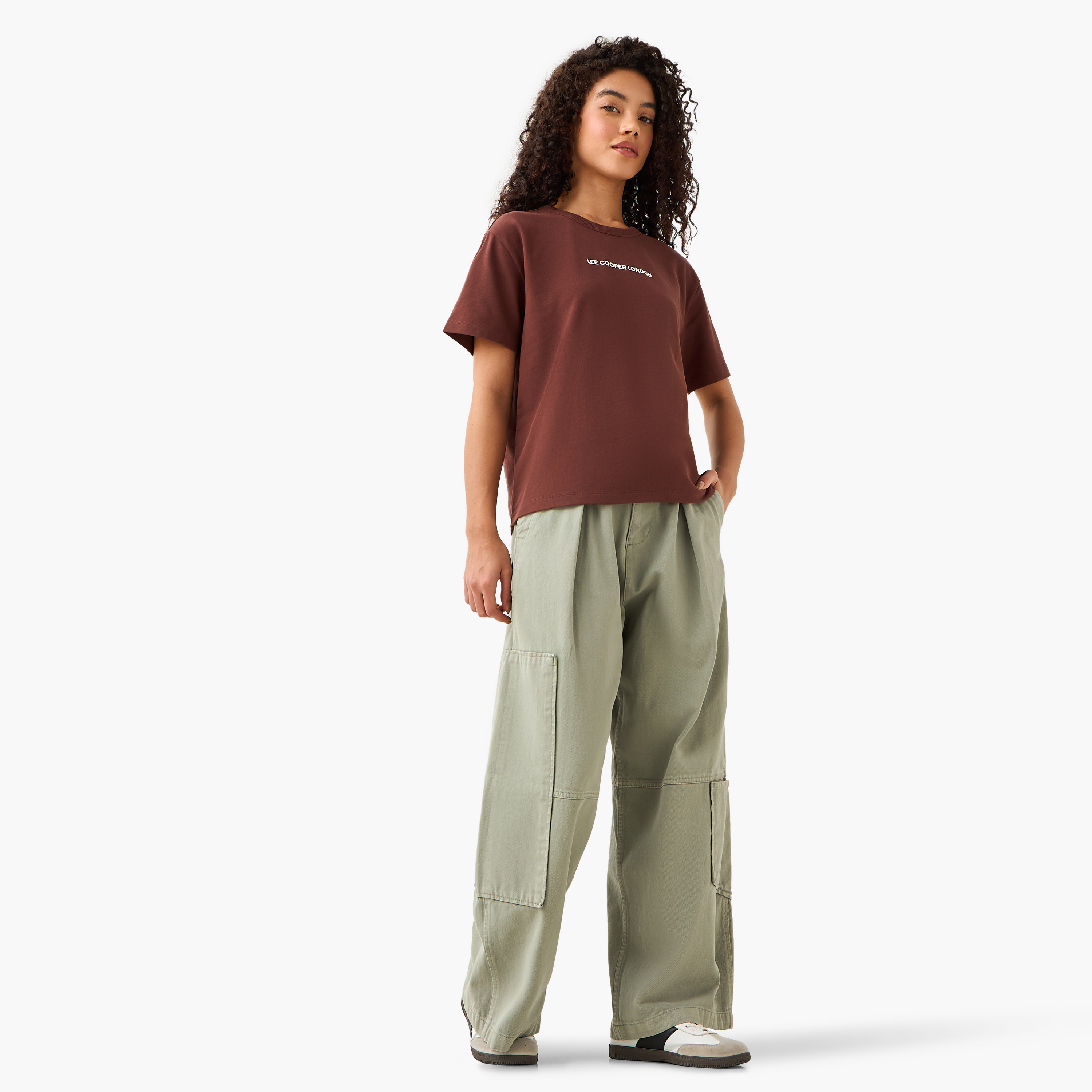 Lee Cooper Regular Fit Cotton T-shirt with Printed Patch-women-clothing-tshirts-image-3