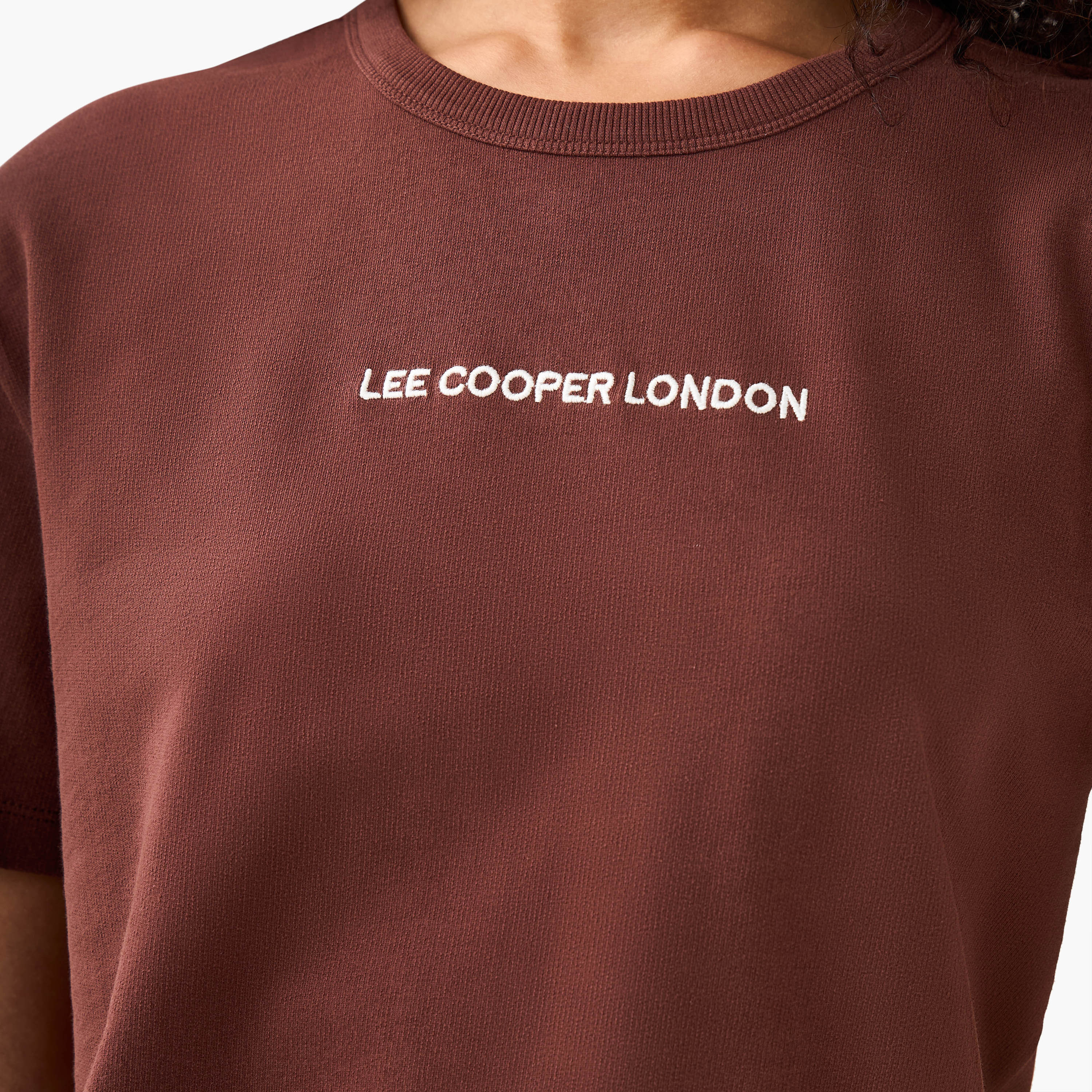 Lee Cooper Regular Fit Cotton T-shirt with Printed Patch-women-clothing-tshirts-image-5