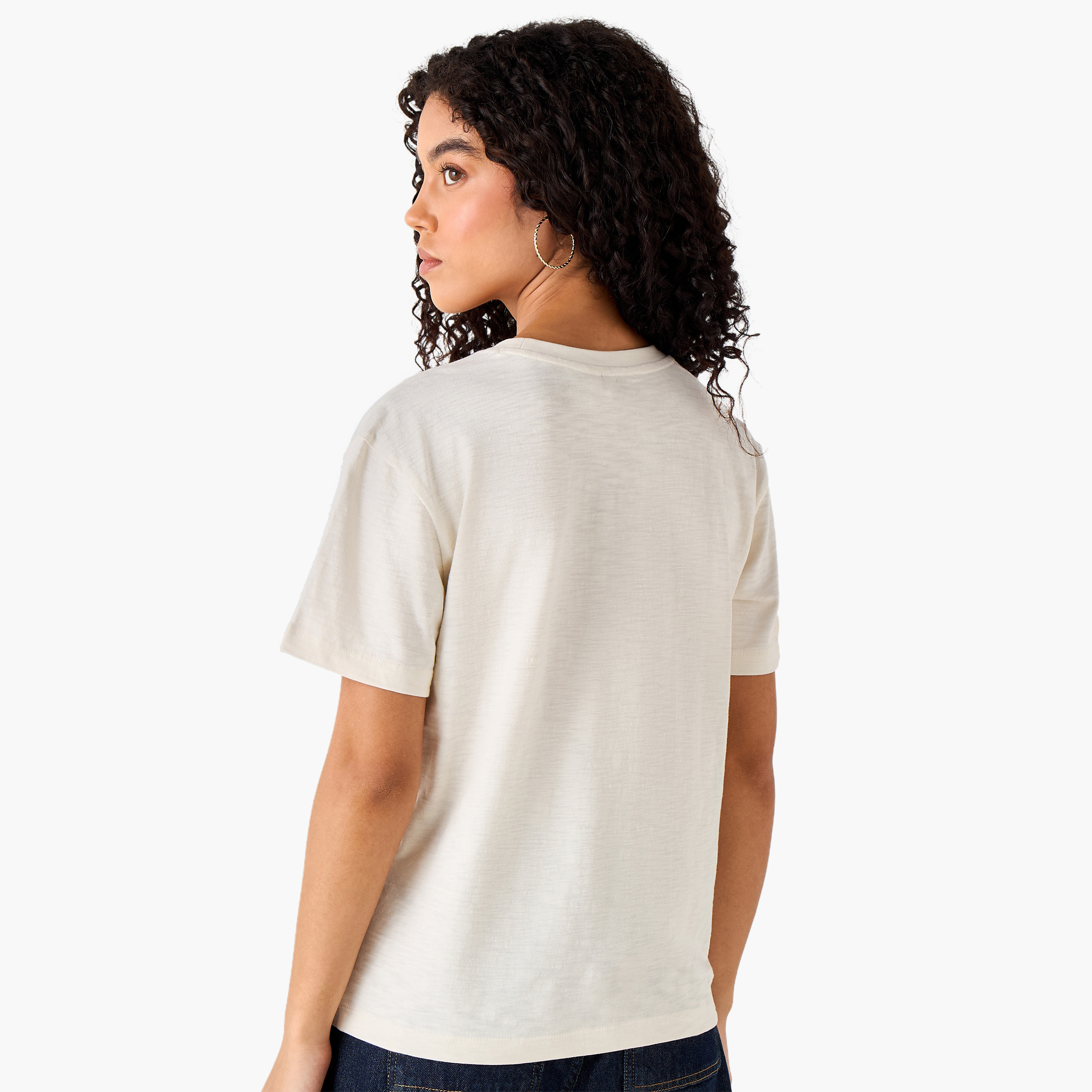 Lee Cooper Regular Fit Cotton T-shirt with Embroidered Patch-women-clothing-tshirts-image-4