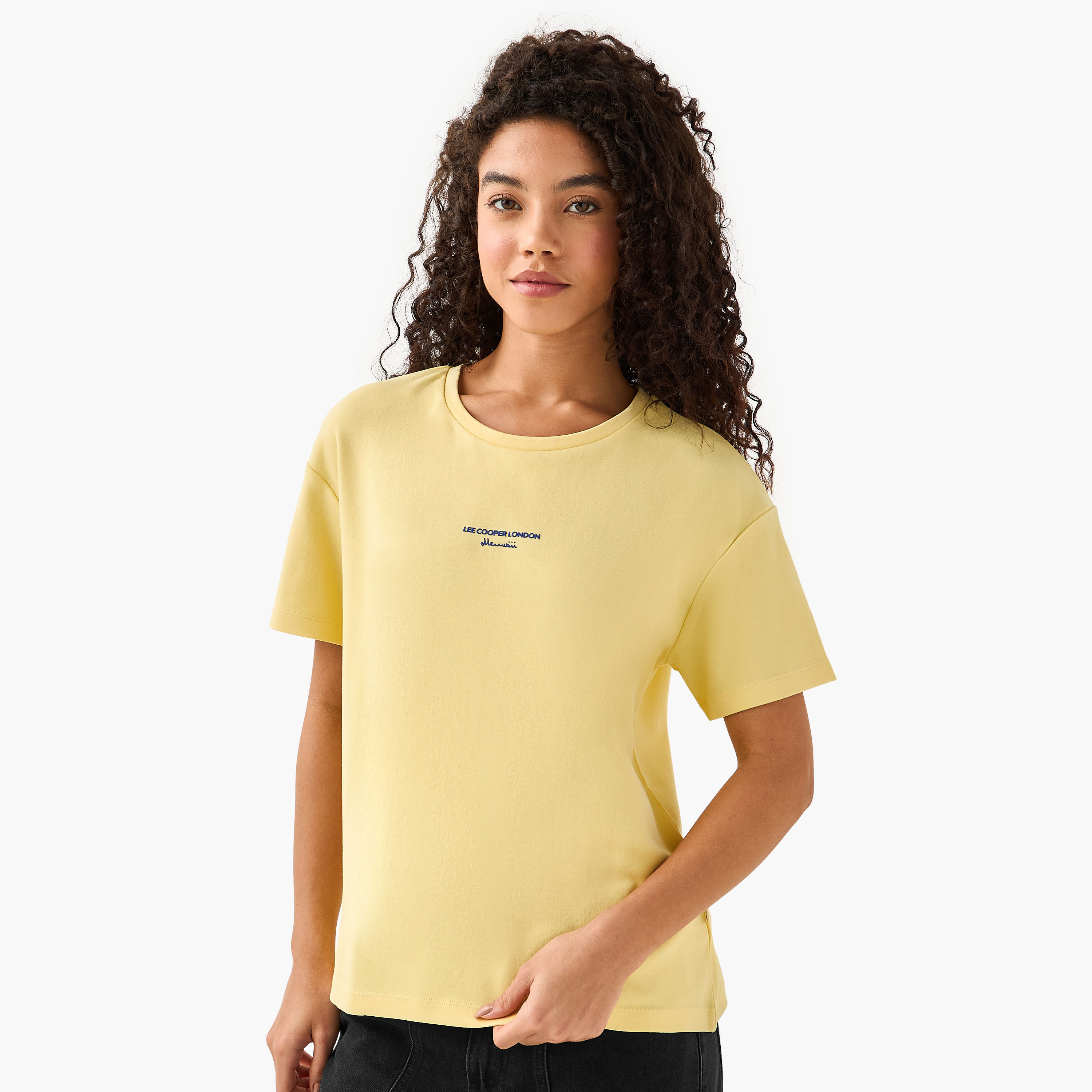 تيشيرت قطن بطبعات شعار من لي كوبر-women-clothing-tshirts-image-2