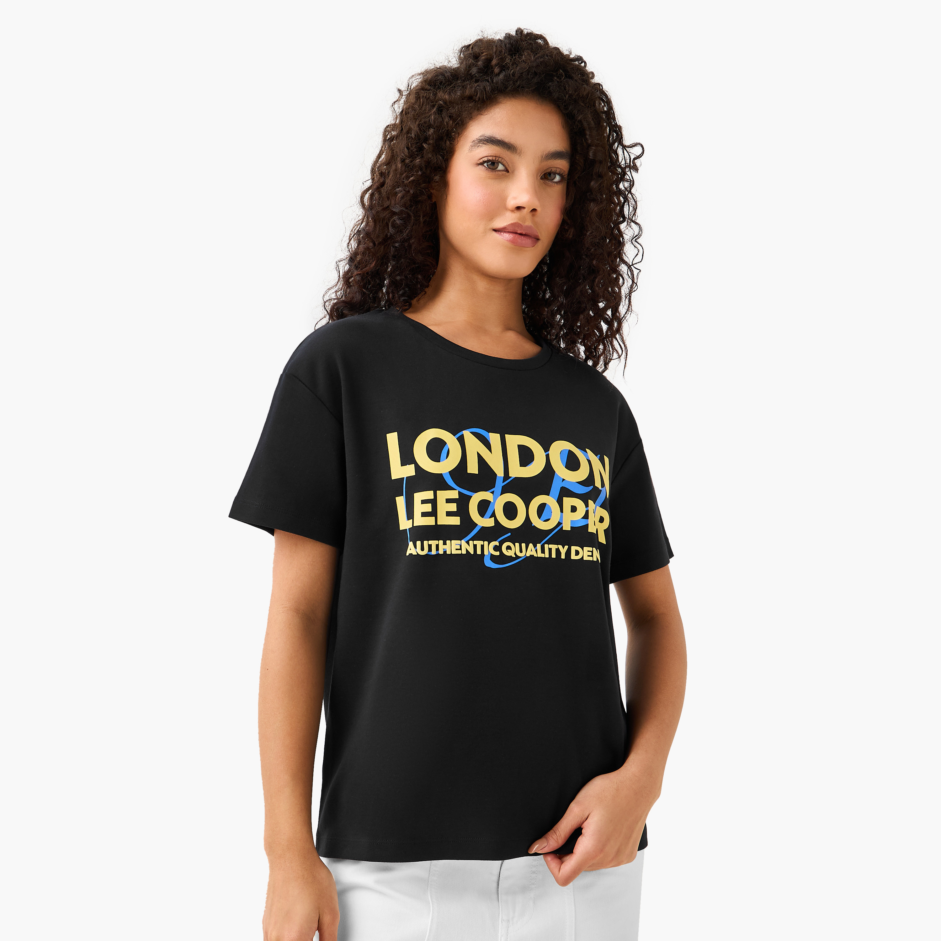 Lee Cooper Cotton T-shirt with Logo Print-women-clothing-tshirts-image-2