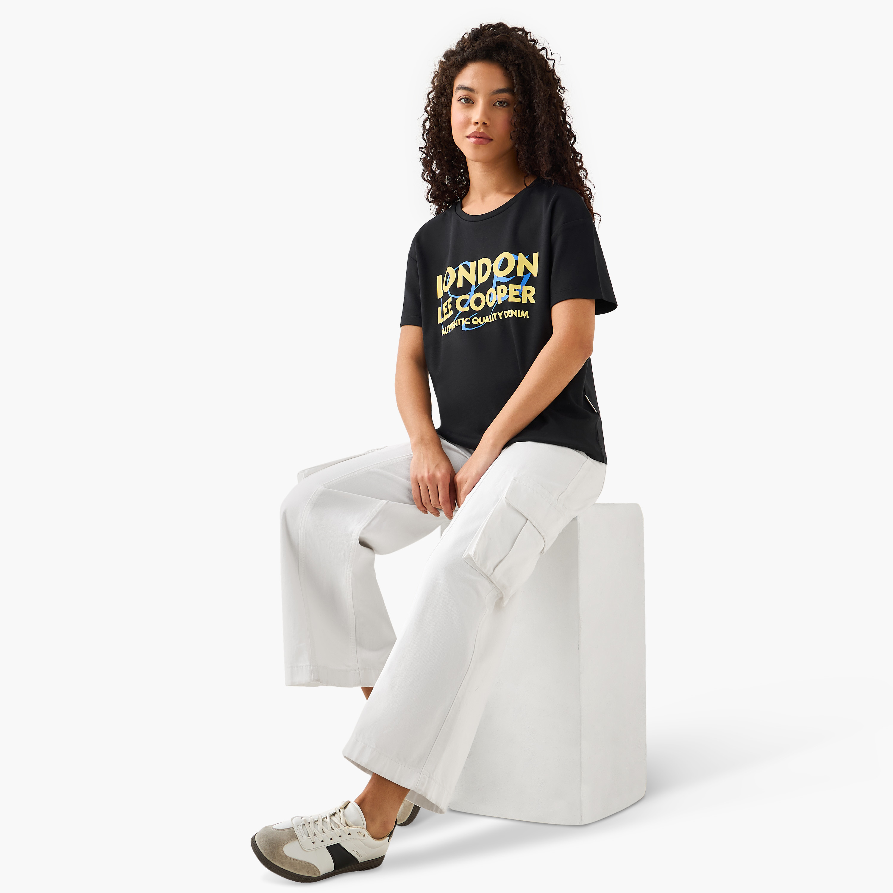 Lee Cooper Cotton T-shirt with Logo Print-women-clothing-tshirts-image-3