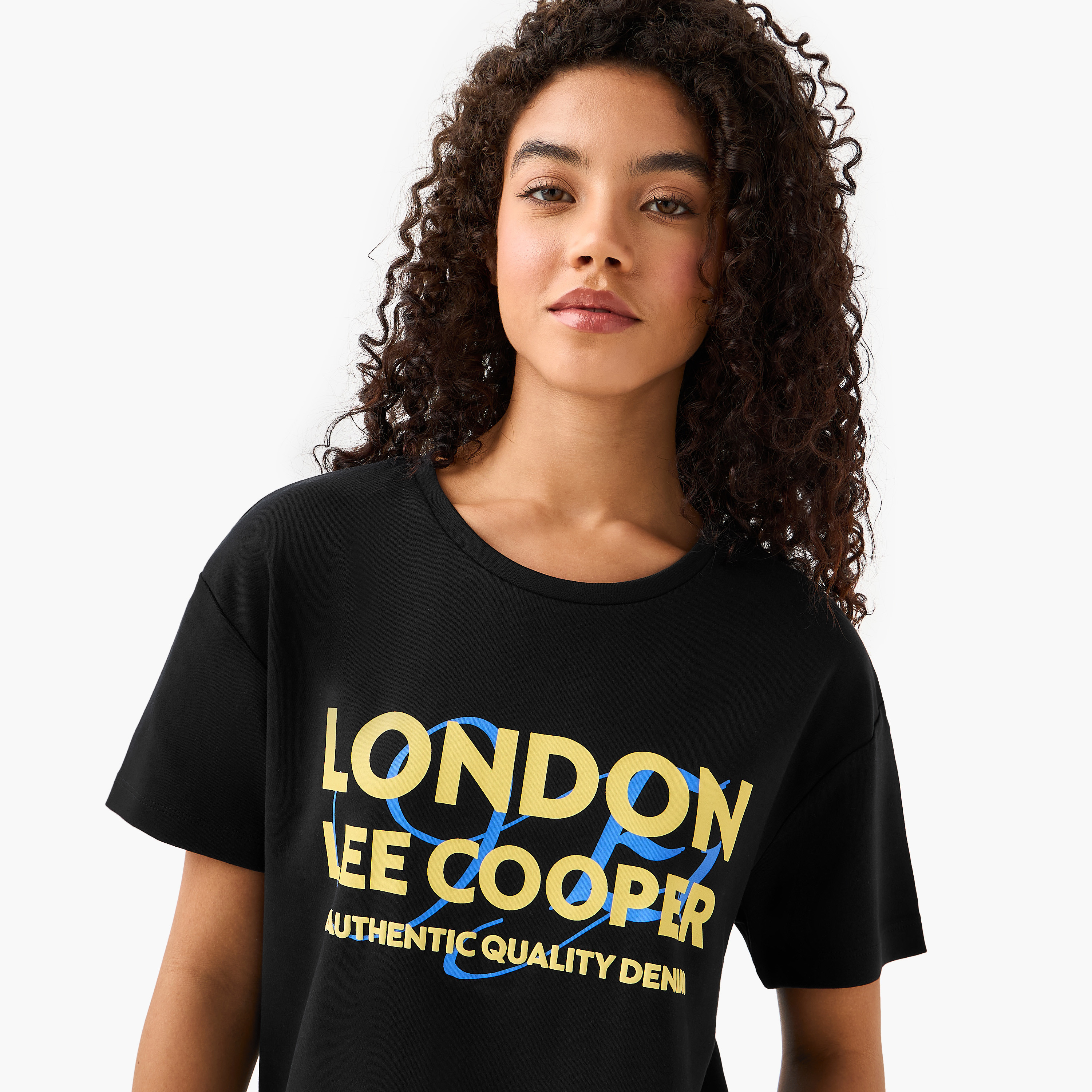 Lee Cooper Cotton T-shirt with Logo Print-women-clothing-tshirts-image-6