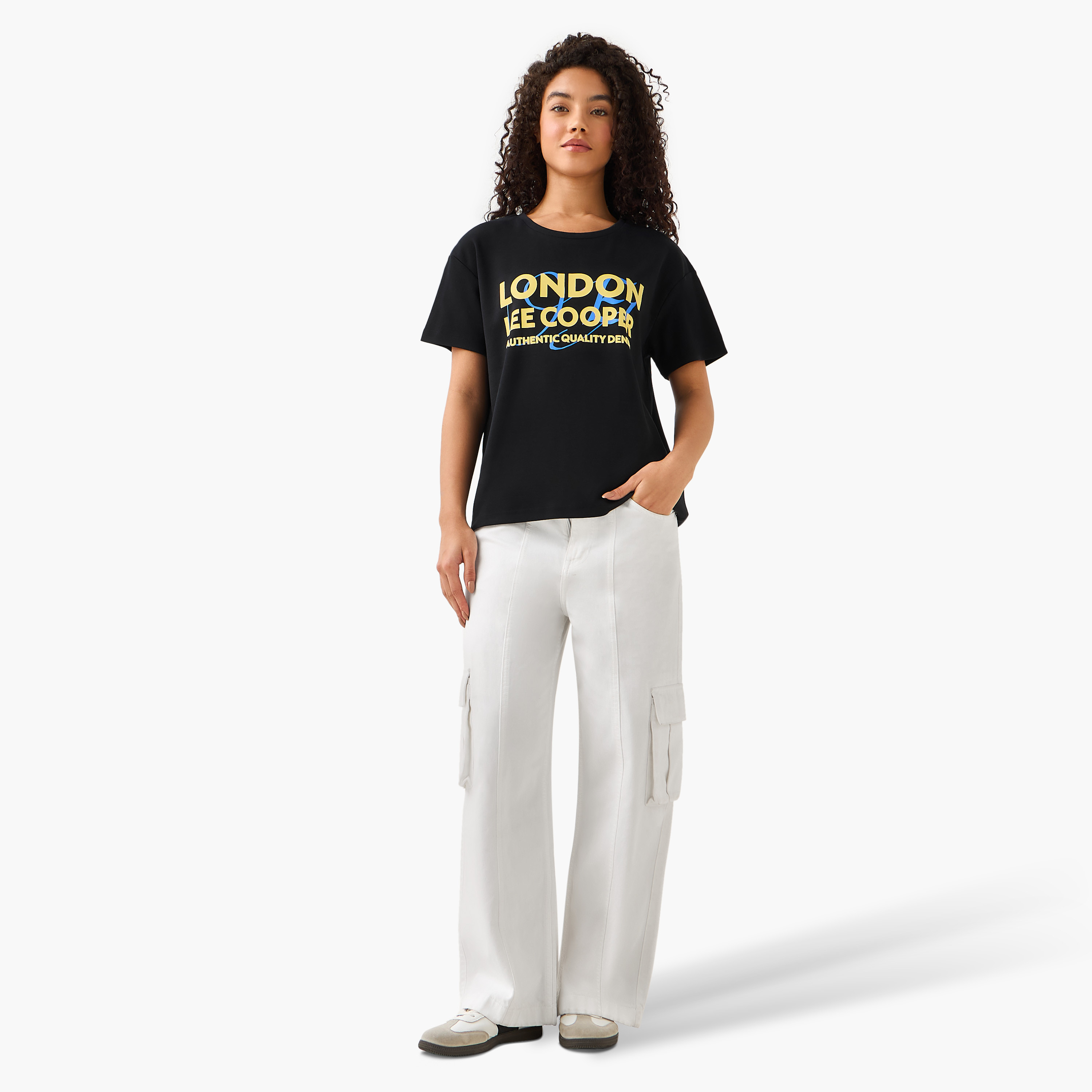 Lee Cooper Cotton T-shirt with Logo Print-women-clothing-tshirts-image-7