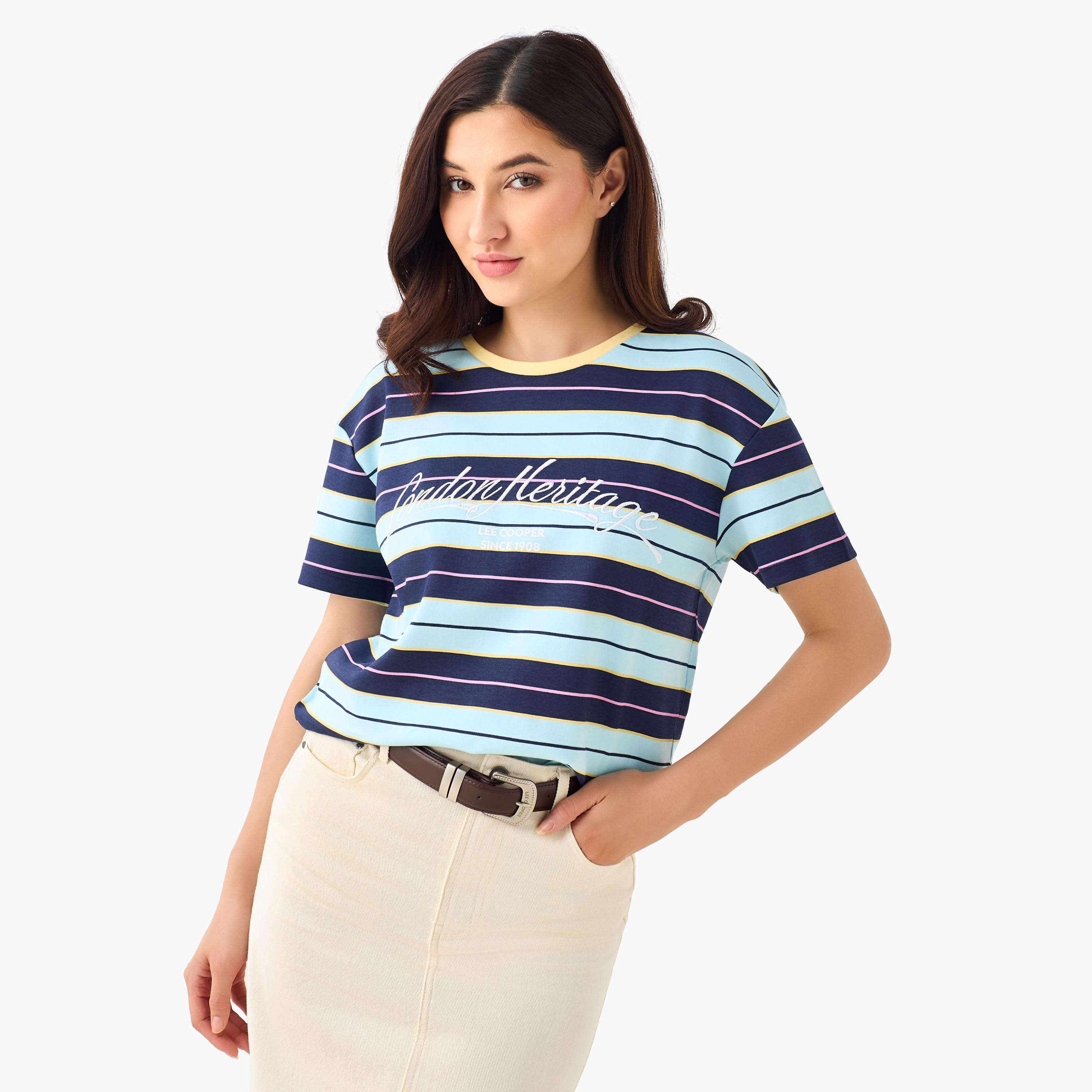 Lee Cooper Cotton T-shirt with Logo Print-women-clothing-tshirts-image-2