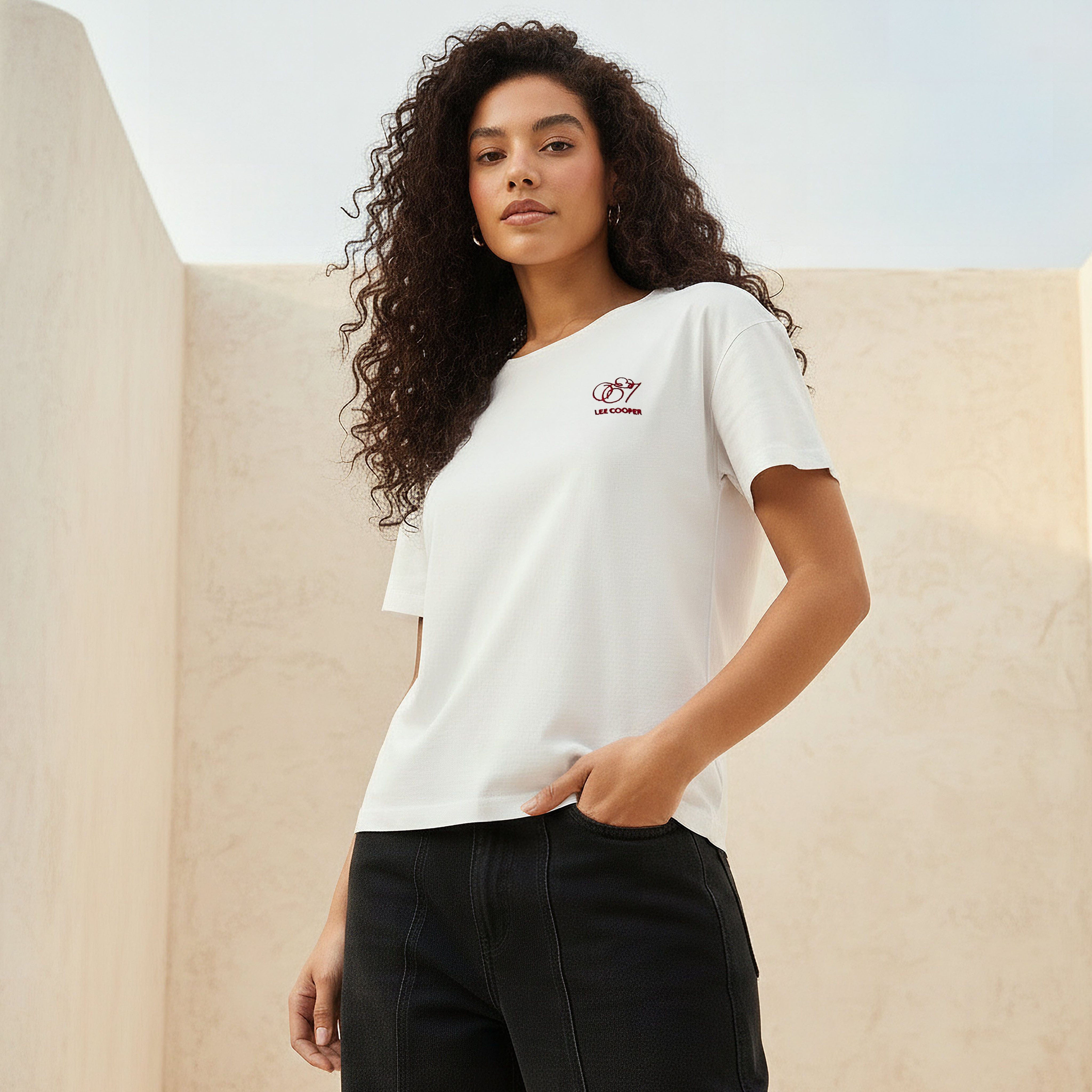 Lee Cooper Cotton T-shirt with Logo Print-women-clothing-tshirts-image-1
