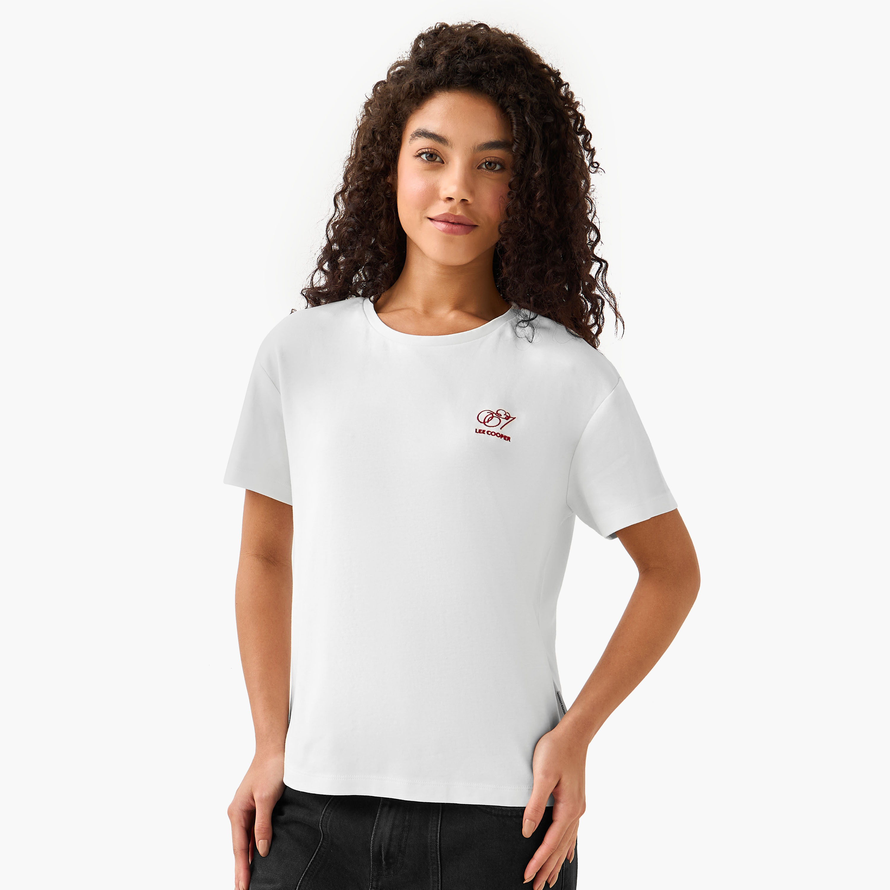 Lee Cooper Cotton T-shirt with Logo Print-women-clothing-tshirts-image-2