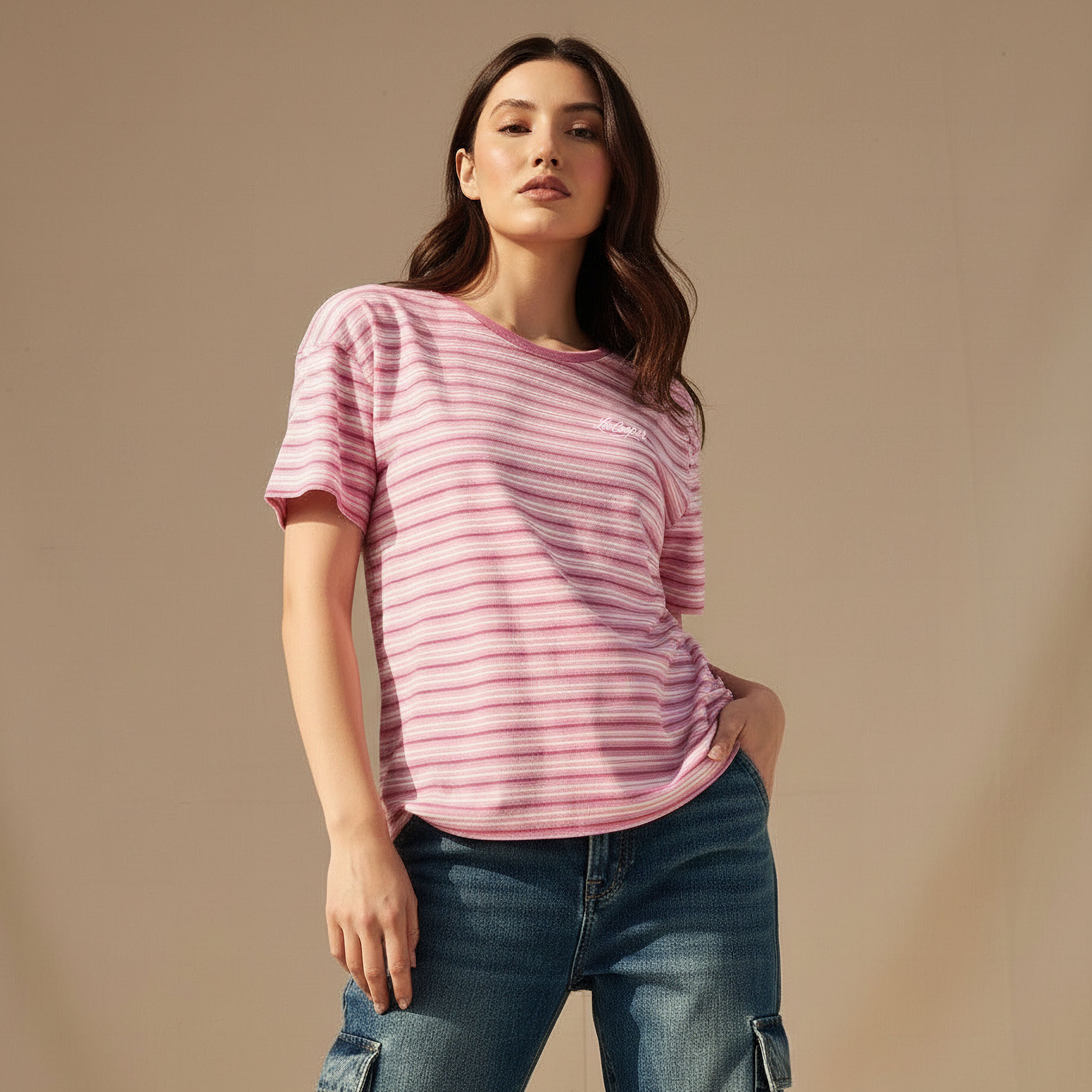 Lee Cooper Cotton T-shirt with Logo Print-women-clothing-tshirts-image-2
