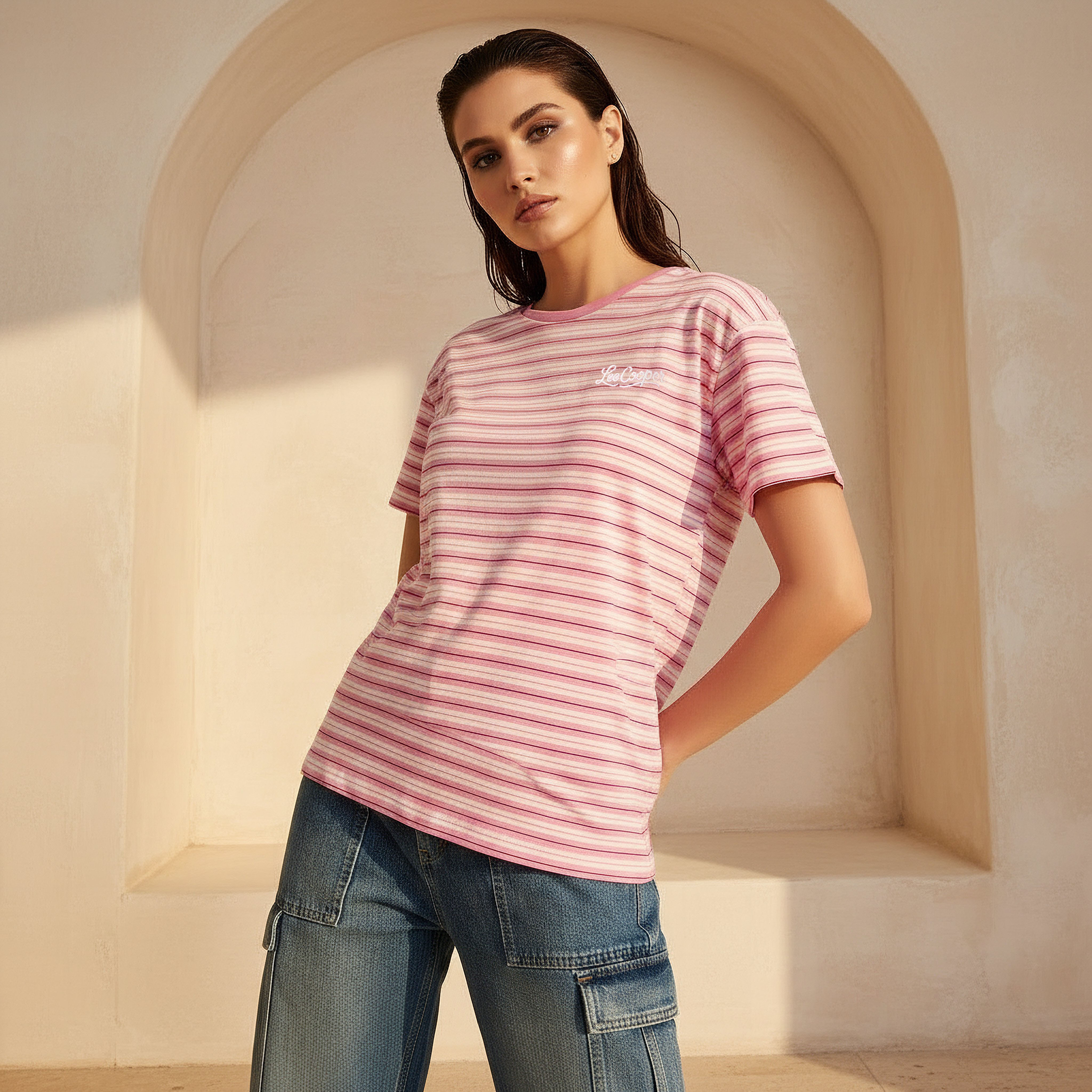 Lee Cooper Cotton T-shirt with Logo Print-women-clothing-tshirts-image-1