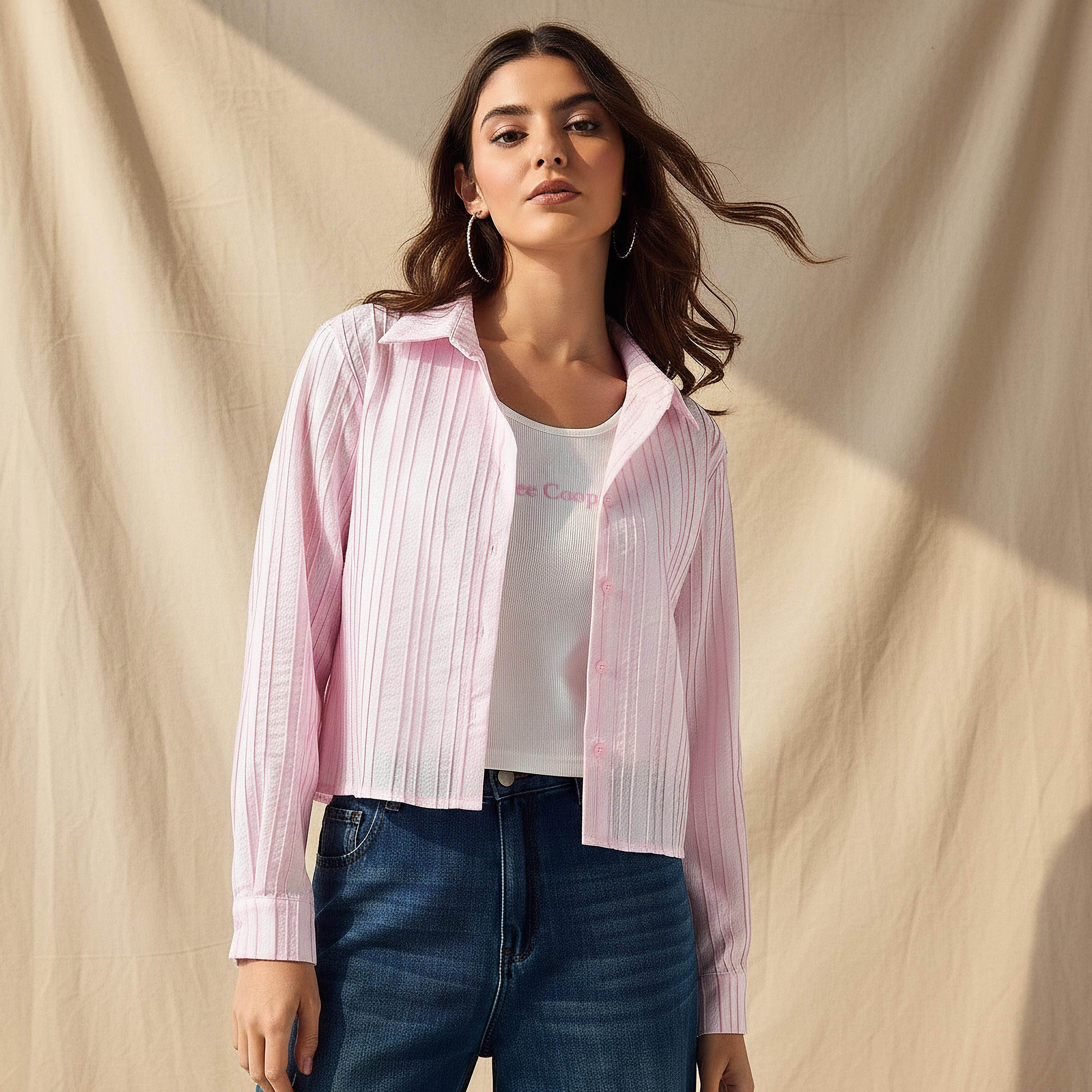 قميص مخطط أنيق من القطن-women-clothing-shirtsandblouses-shirts-image-1