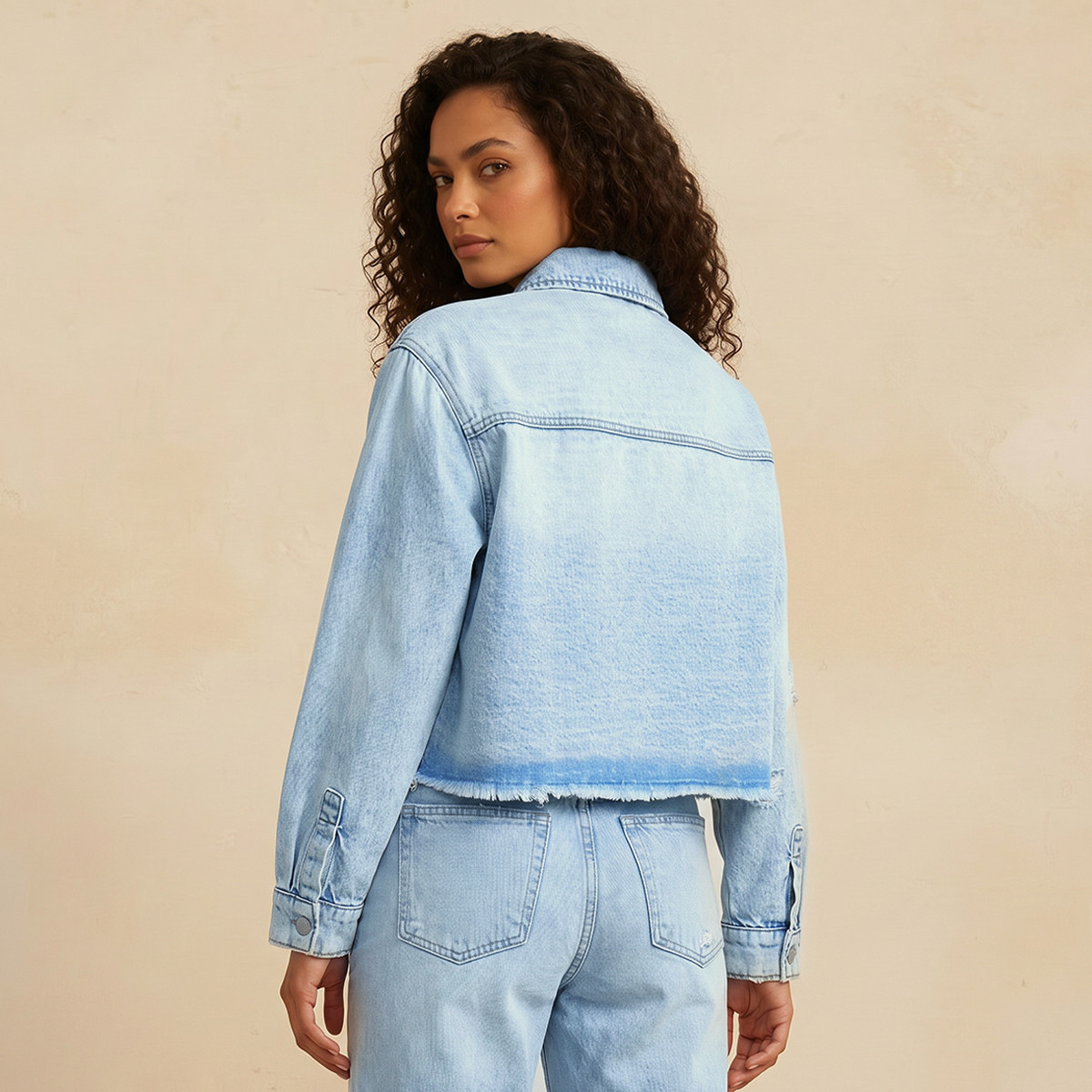 Cotton Cropped Jacket with Distressed Detail-women-winterwear-coatsandjackets-jackets-image-4