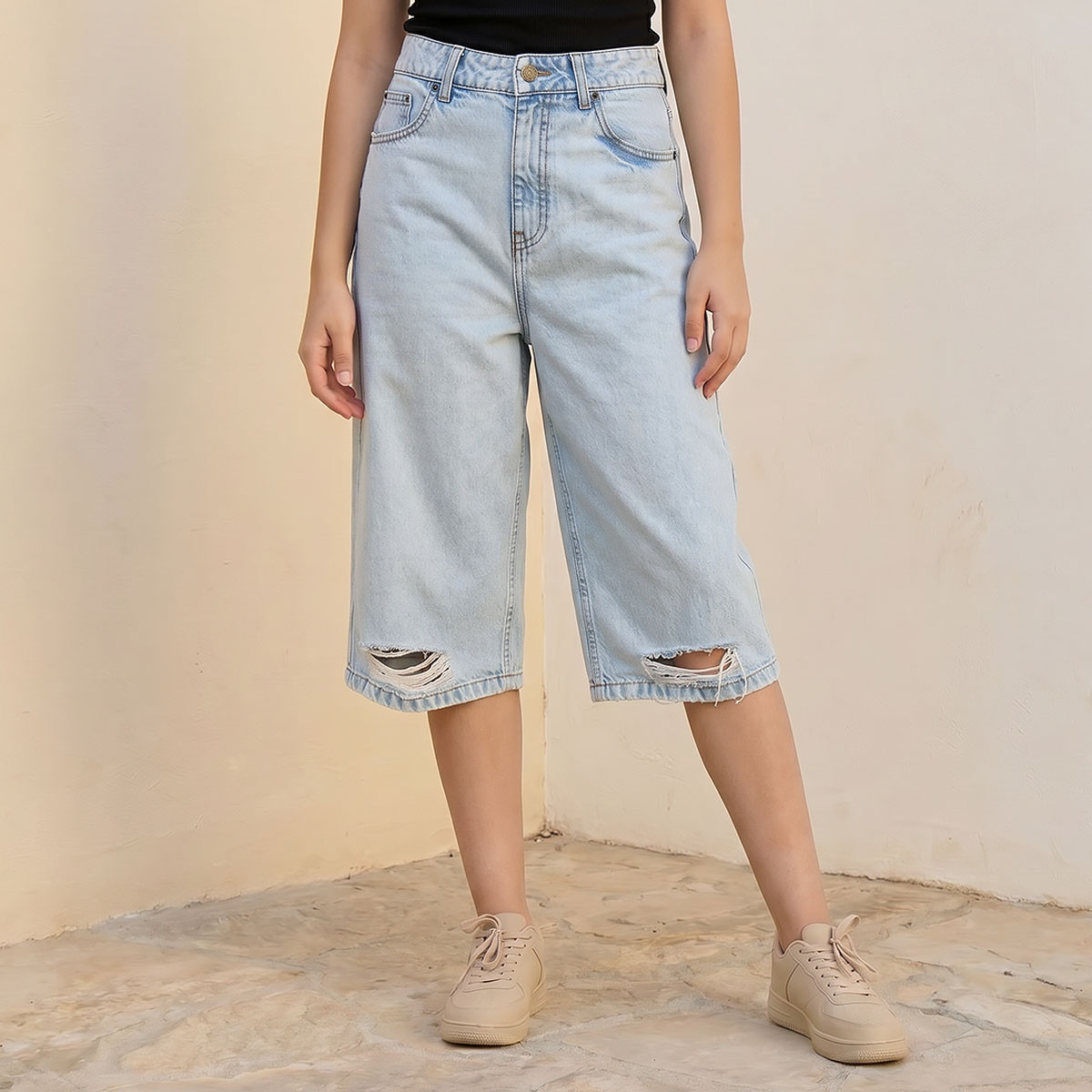 Lee Cooper High-Rise Distressed Capri-women-clothing-bottoms-jeans-image-1