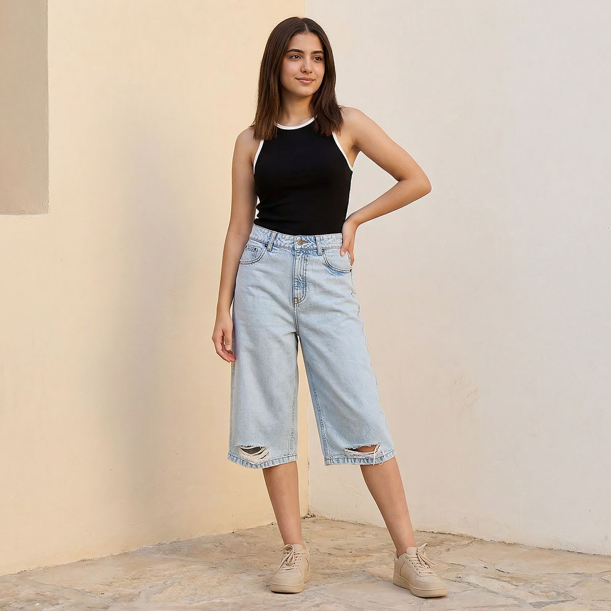 Lee Cooper High-Rise Distressed Capri-women-clothing-bottoms-jeans-image-3