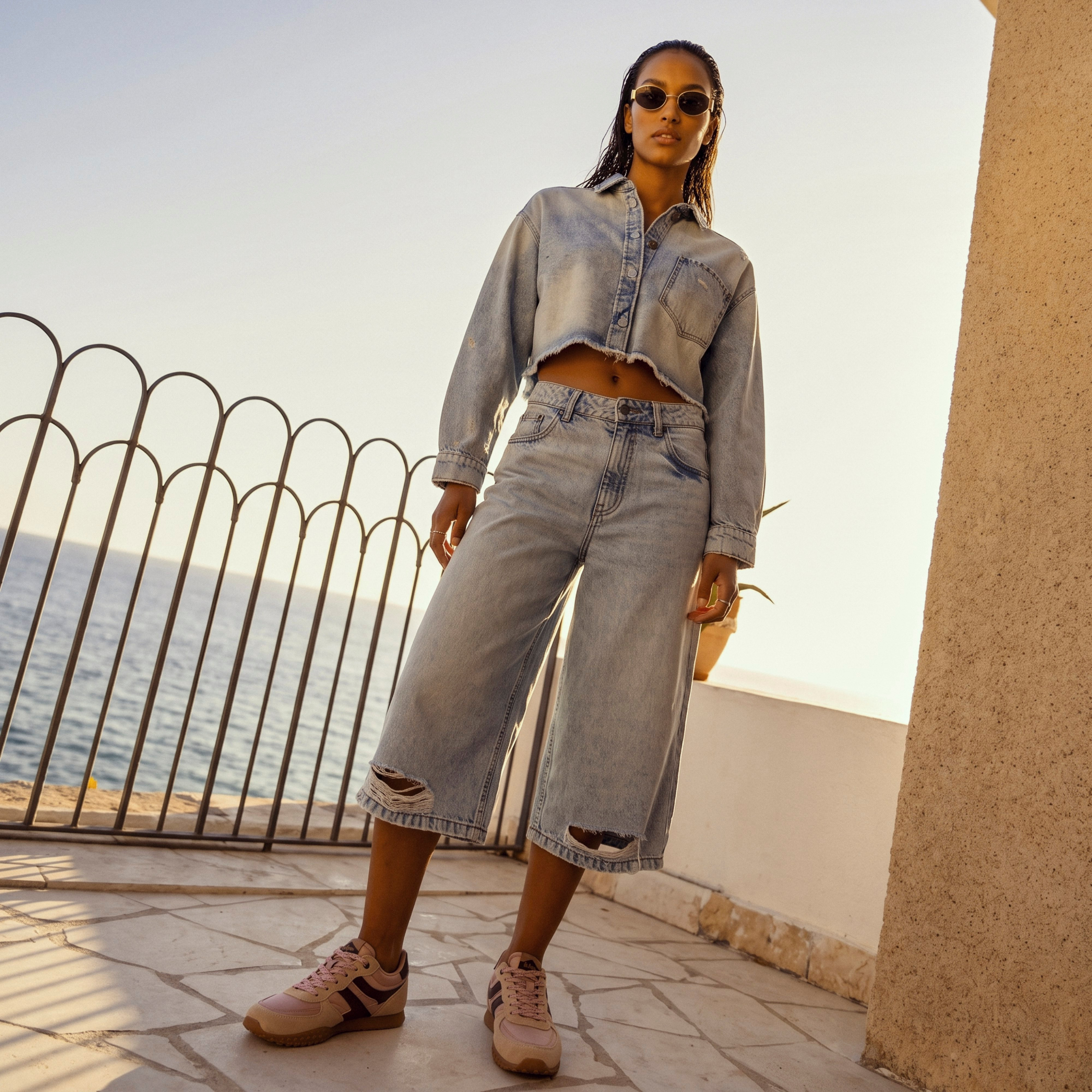 بنطلون كابري بتصميم عتيق وخصر عالي من لي كوبر-women-clothing-bottoms-jeans-image-1