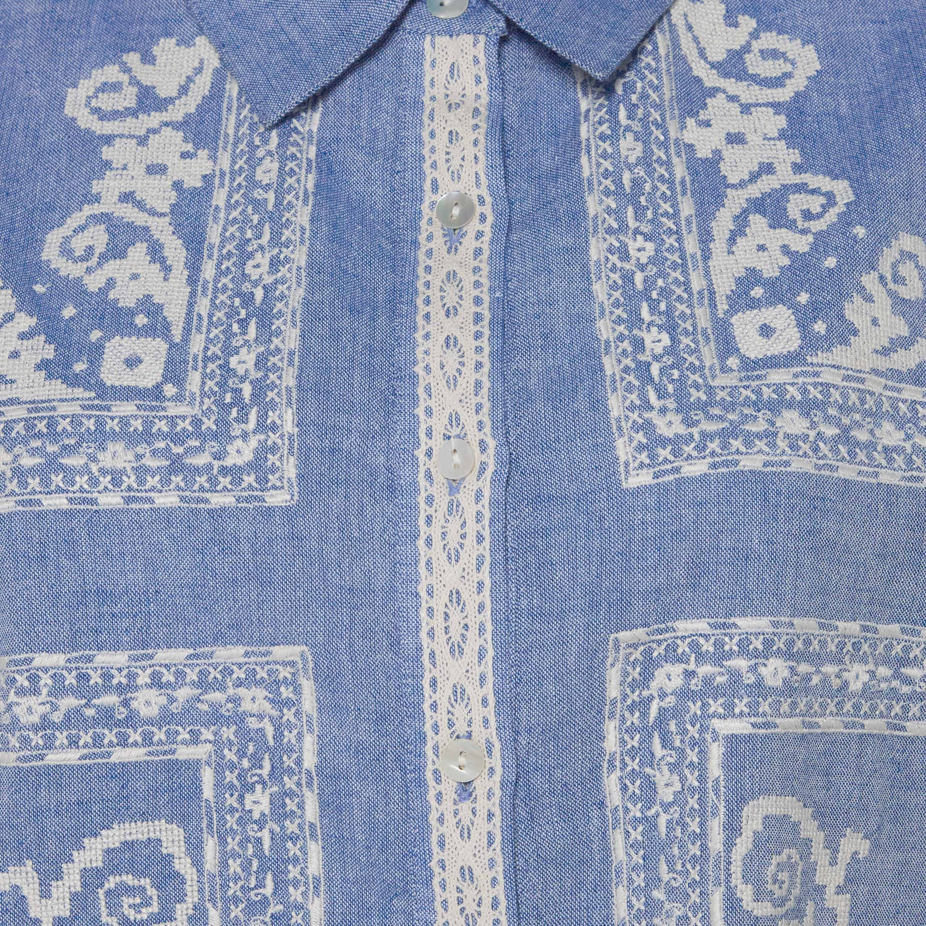 Lee Cooper Chambray Cotton Shirt with Embroidered Detail-women-clothing-shirtsandblouses-shirts-image-2