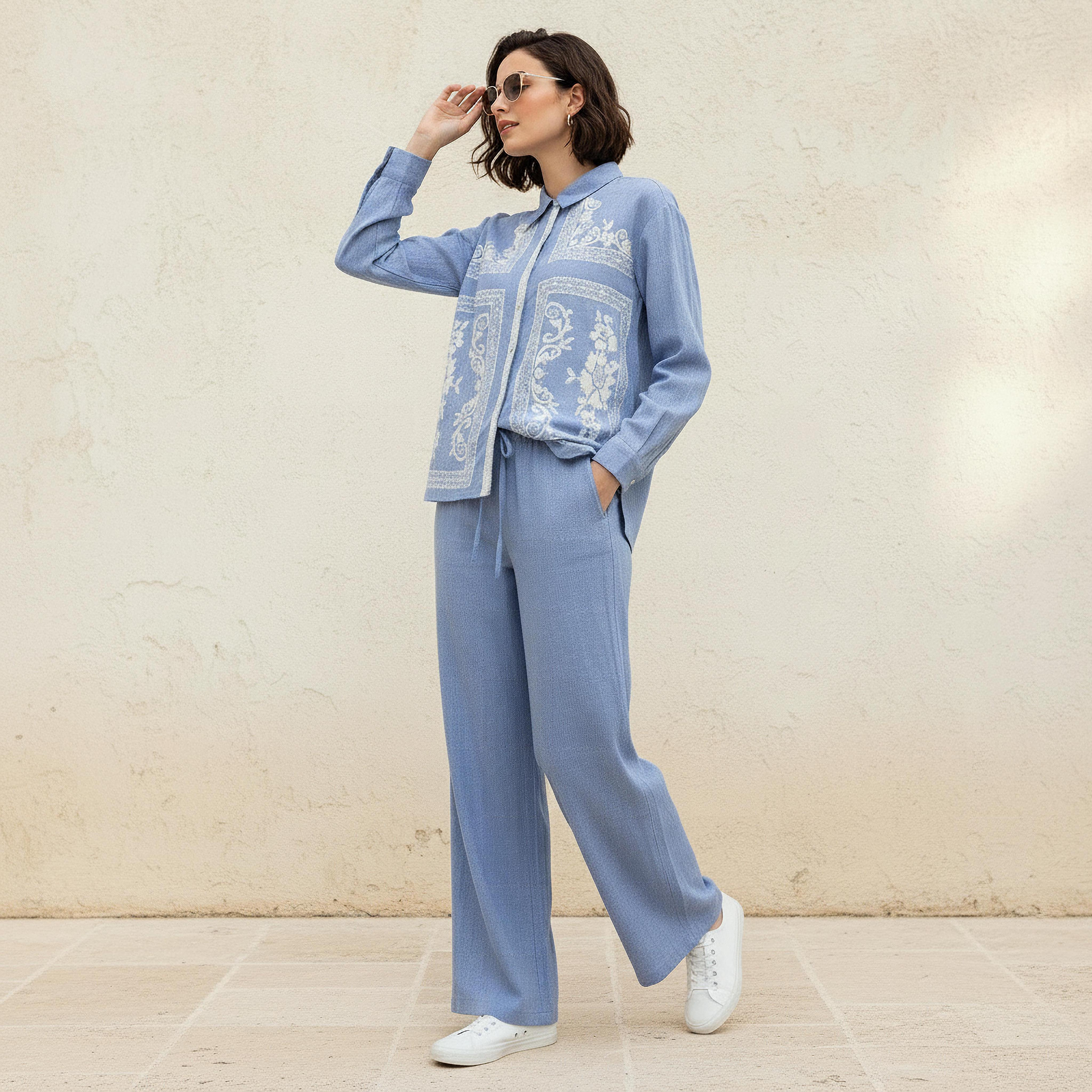 Lee Cooper Chambray Cotton Shirt with Embroidered Detail-women-clothing-shirtsandblouses-shirts-image-3