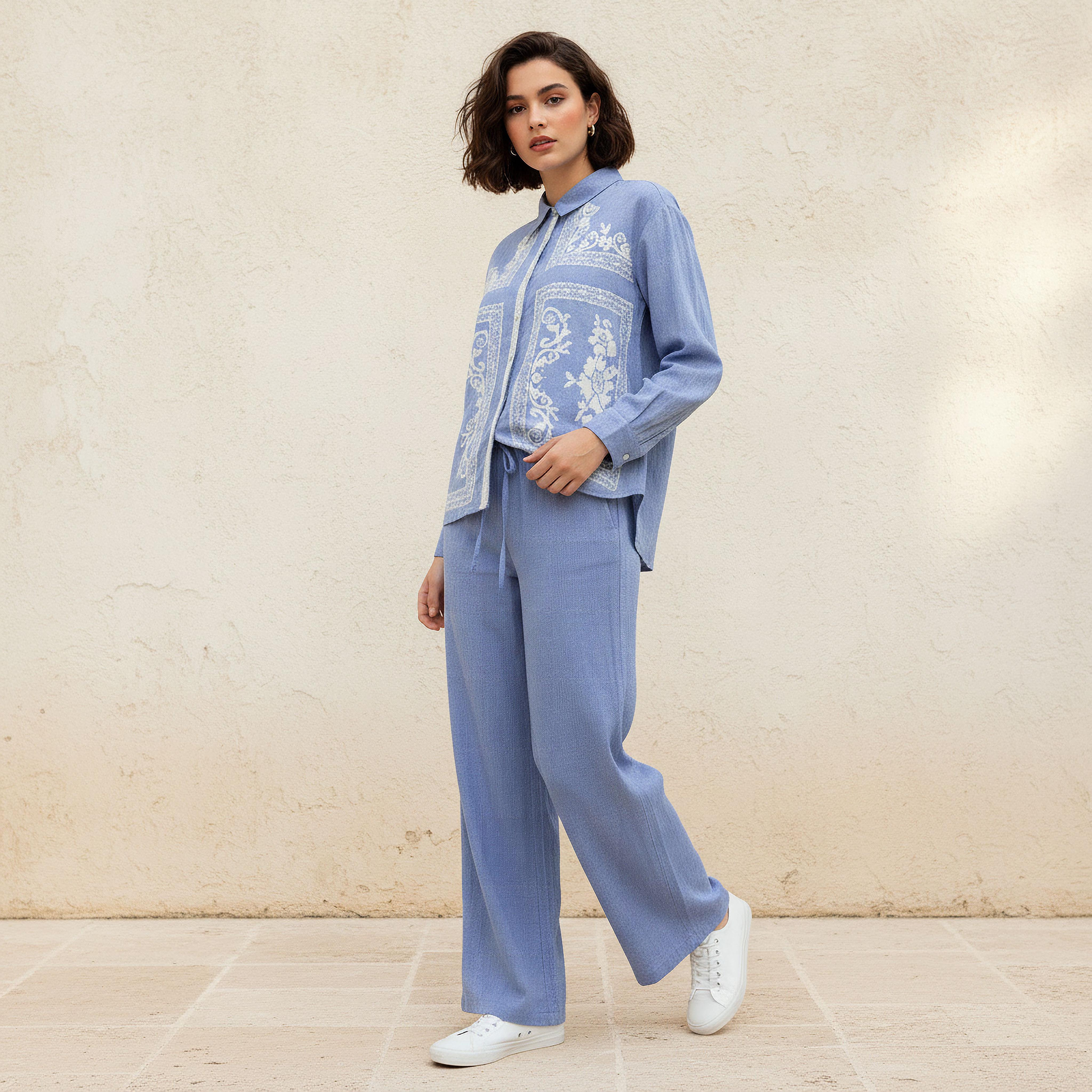 Lee Cooper Chambray Cotton Shirt with Embroidered Detail-women-clothing-shirtsandblouses-shirts-image-5
