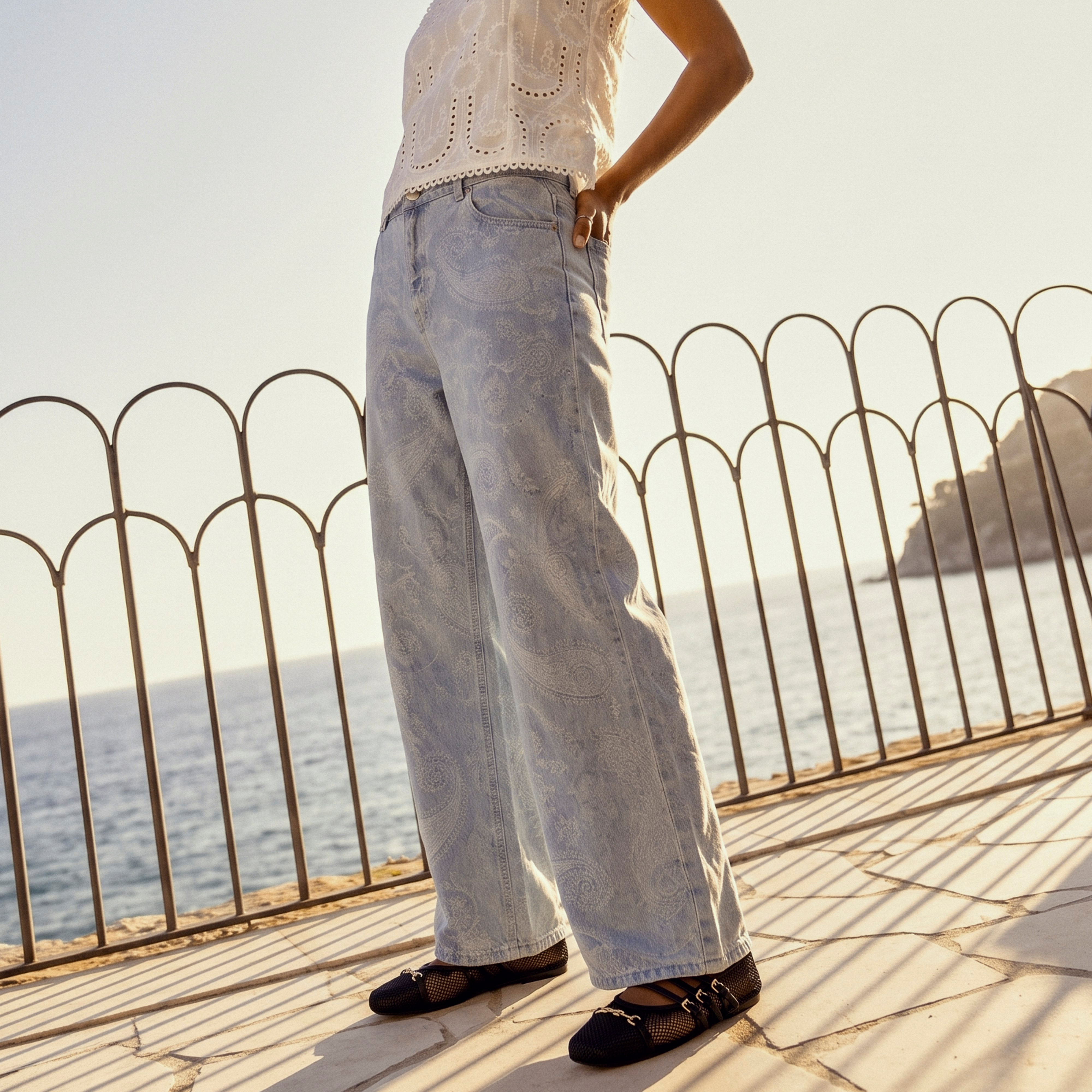 Lee Cooper Wide Leg High-Rise Jeans with Jacquard Detail-women-clothing-bottoms-jeans-image-1