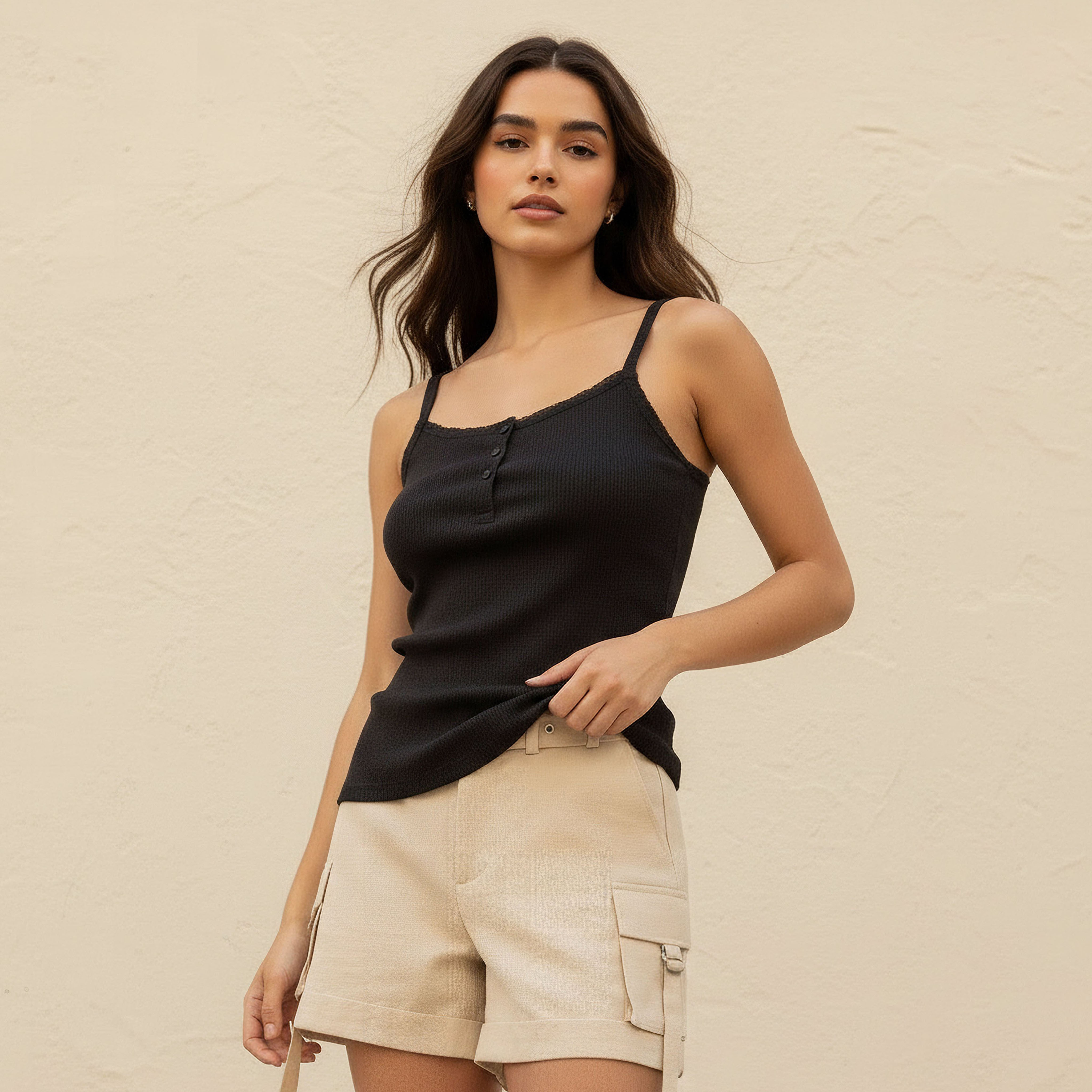 بلوزة قطن مضلعة من لي كوبر-women-clothing-tshirts-image-4
