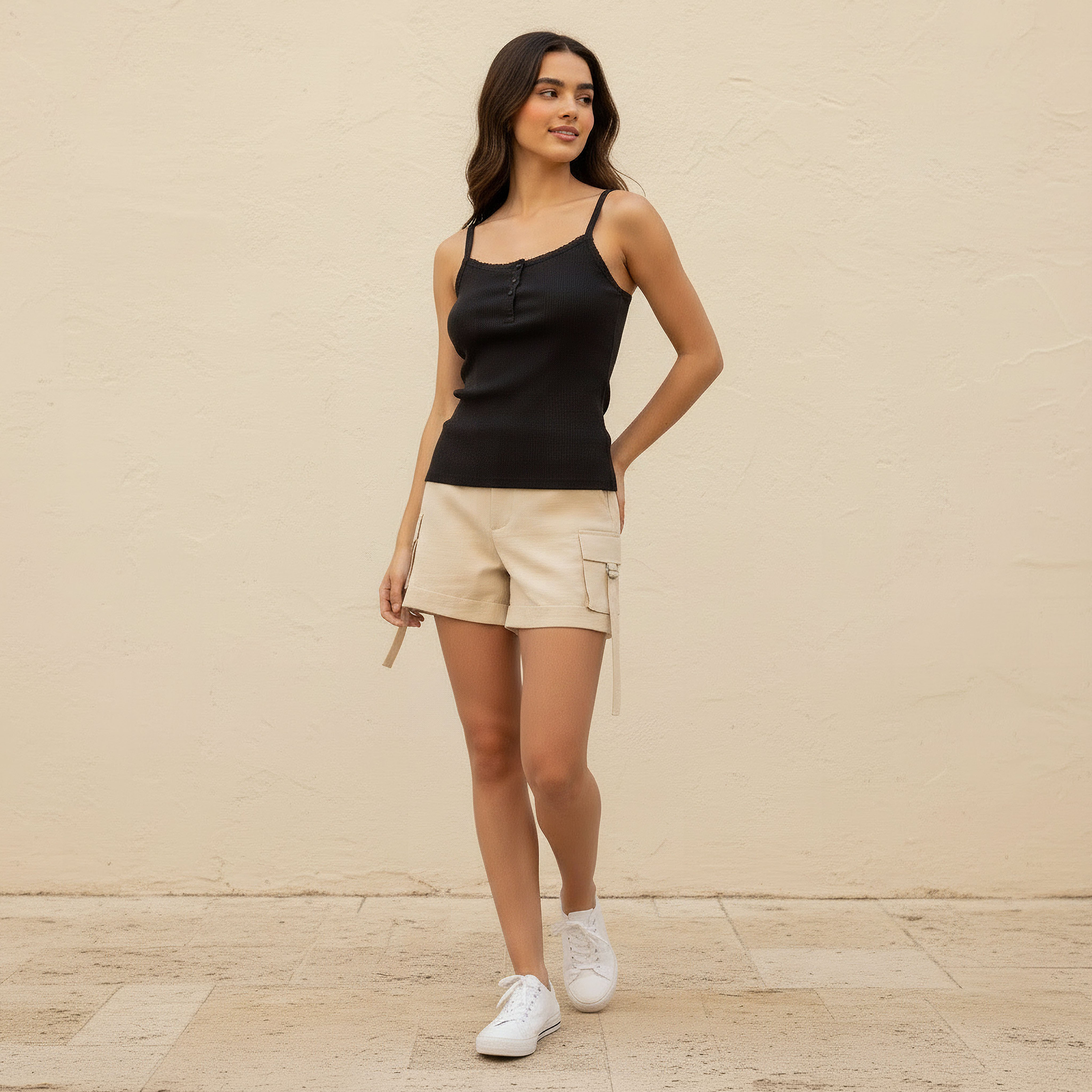 بلوزة قطن مضلعة من لي كوبر-women-clothing-tshirts-image-2