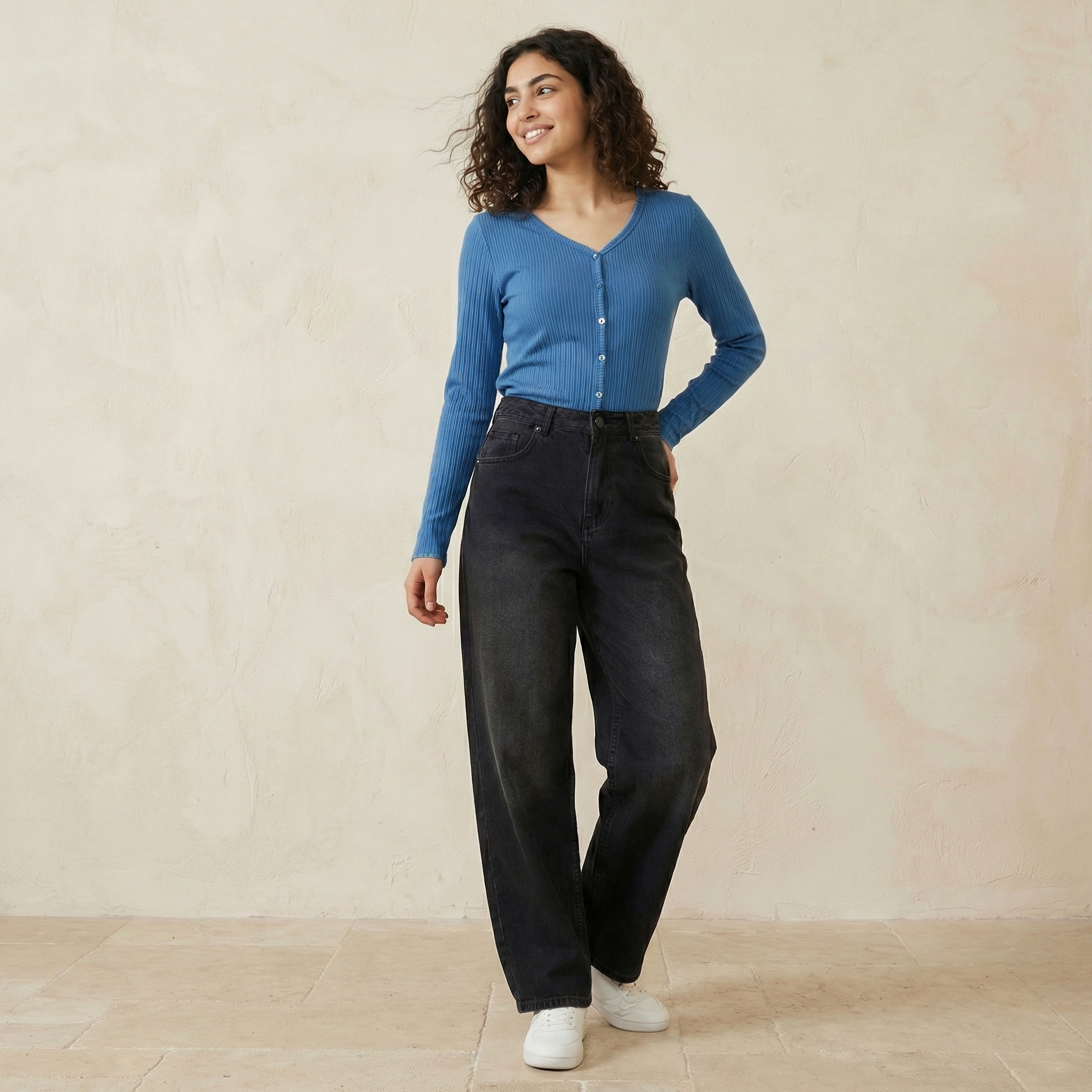 بلوزة قطن بأزرار أمامية من لي كوبر-women-clothing-tshirts-image-3