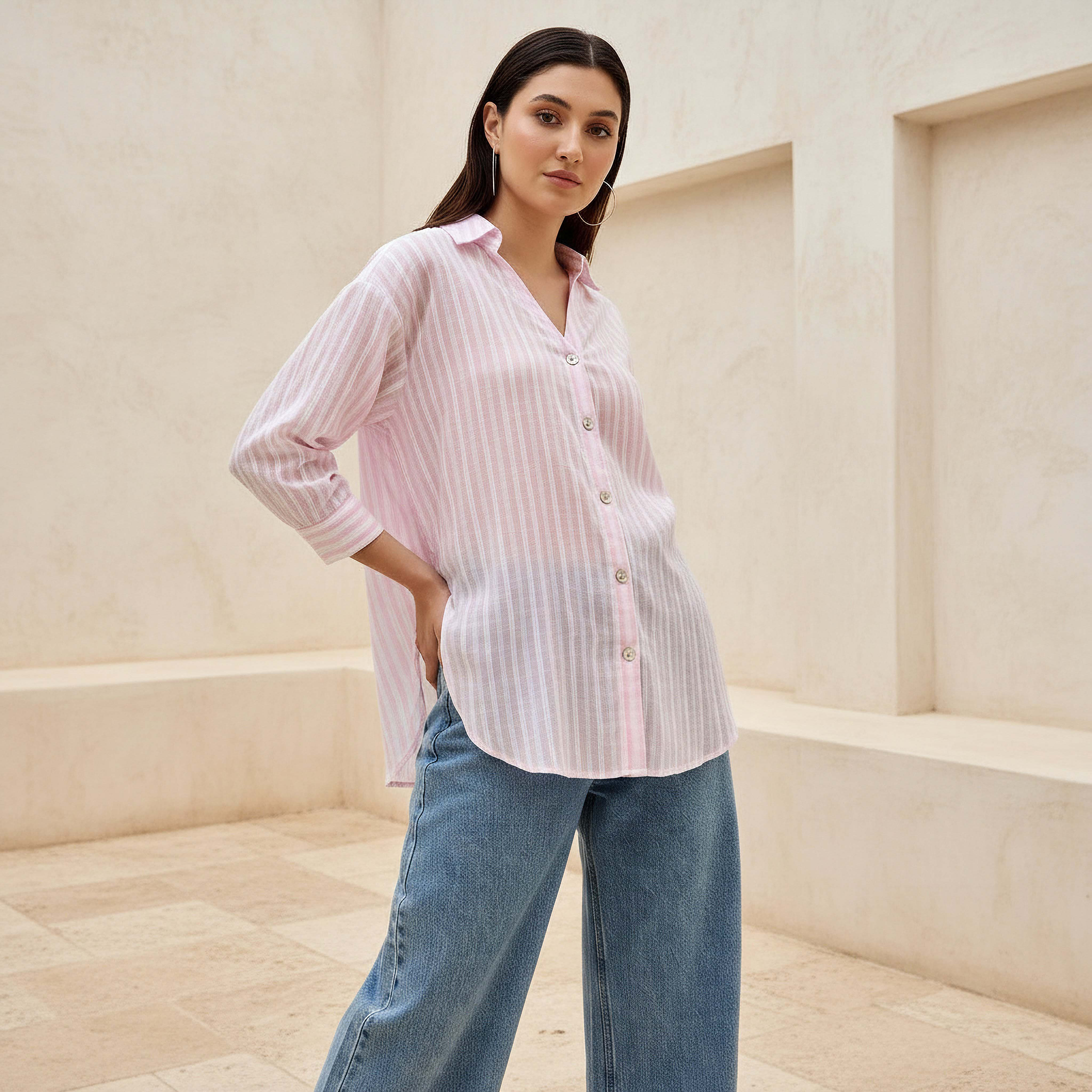 قميص مخطط من لي كوبر-women-clothing-shirtsandblouses-shirts-image-1