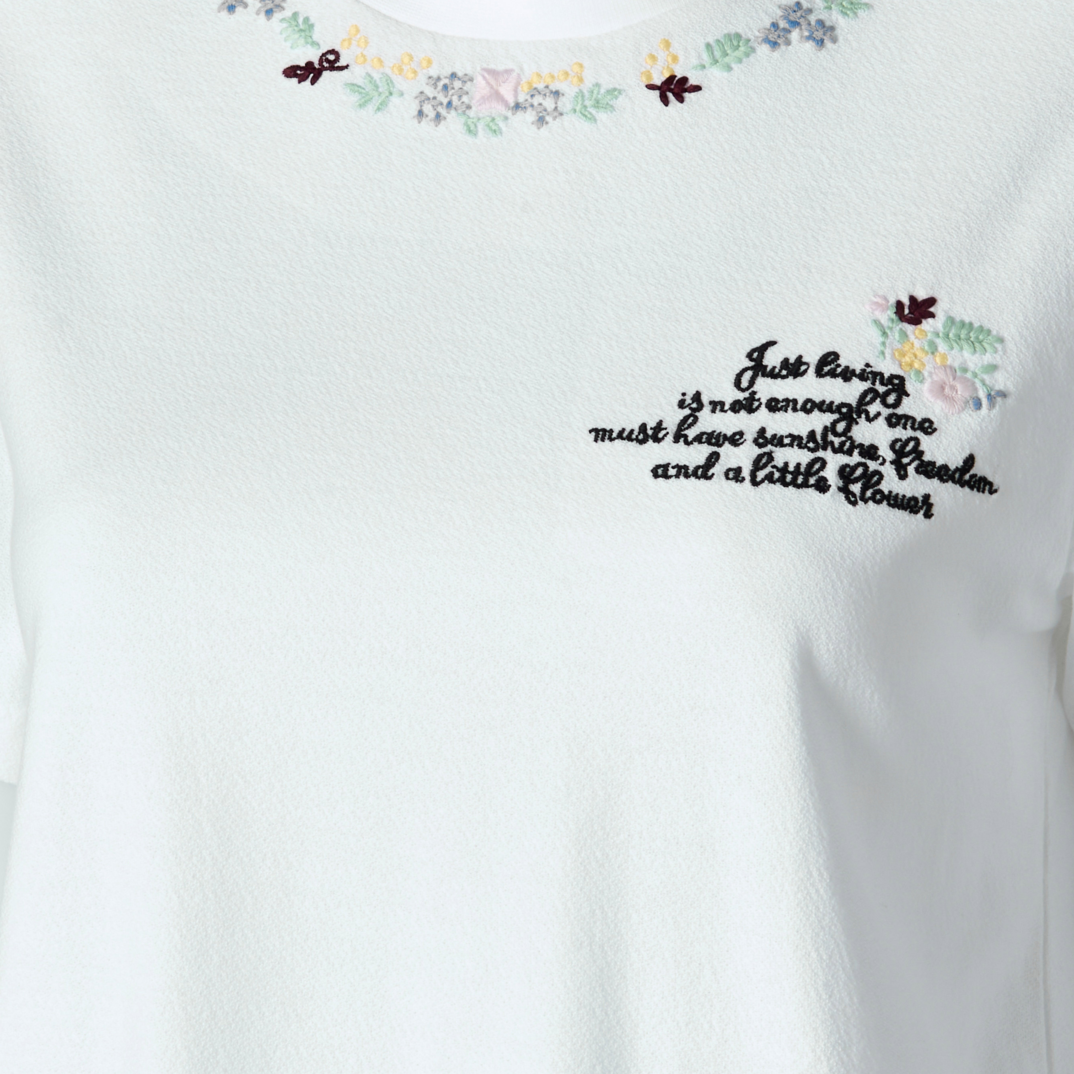 Lee Cooper Cotton T-shirt with Floral Slogan Embroidery-women-clothing-tshirts-image-2