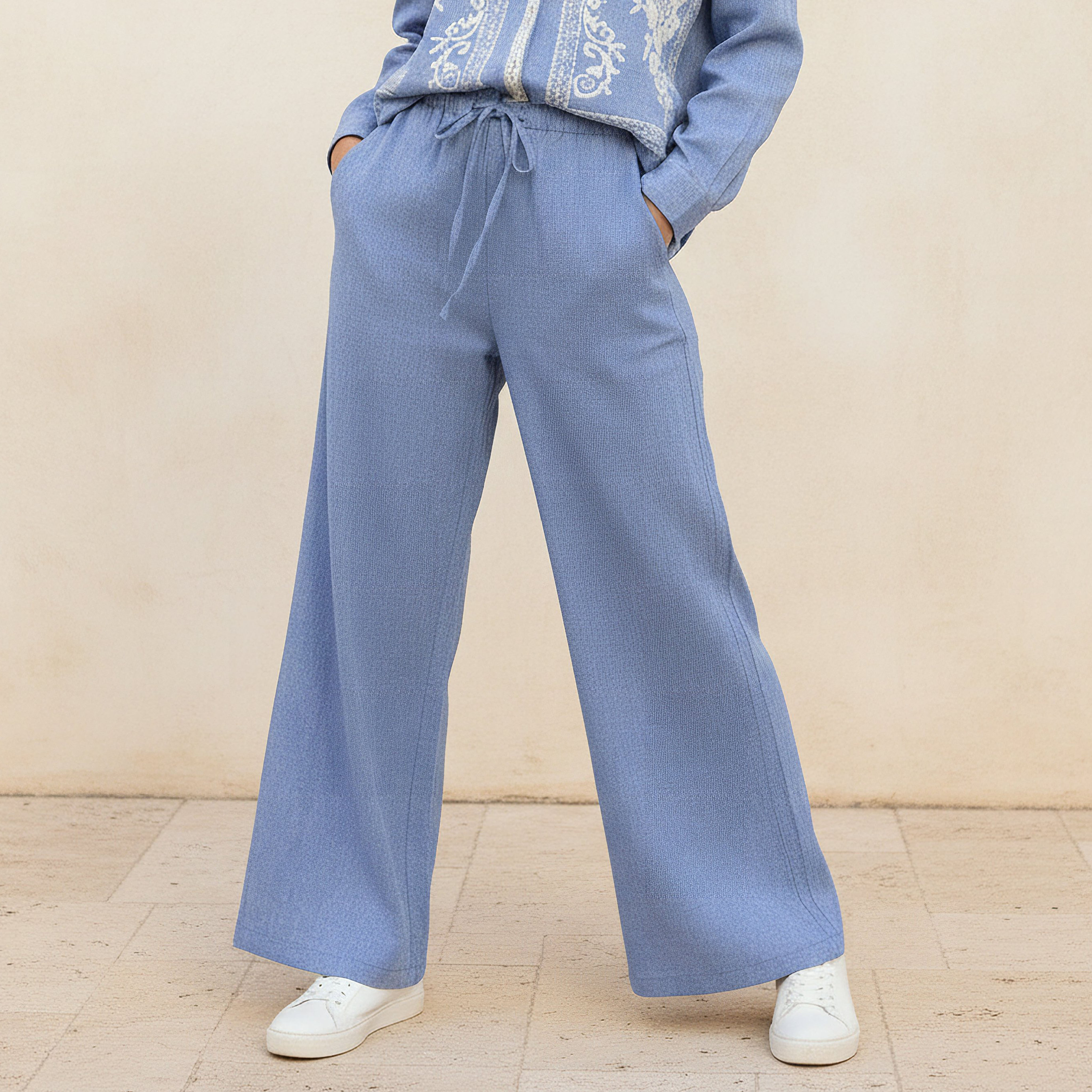 Lee Cooper Mid-Rise Pull-On Pants Chambray-women-clothing-bottoms-trousers-image-1