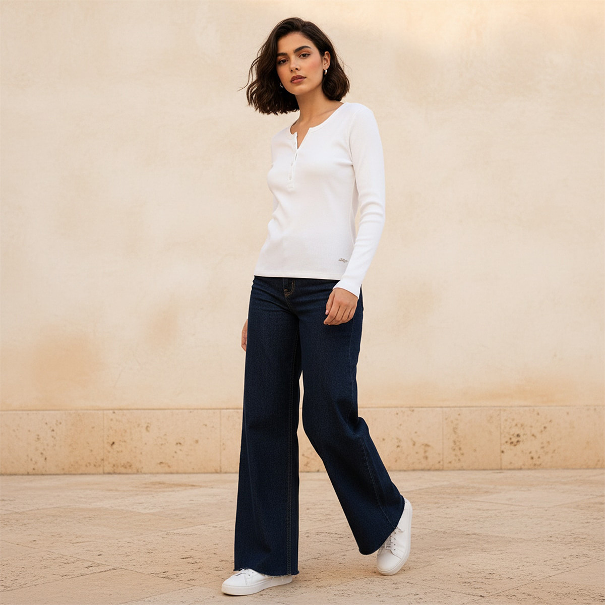 Lee Cooper Ribbed Top with Half Placket-women-clothing-tshirts-image-3