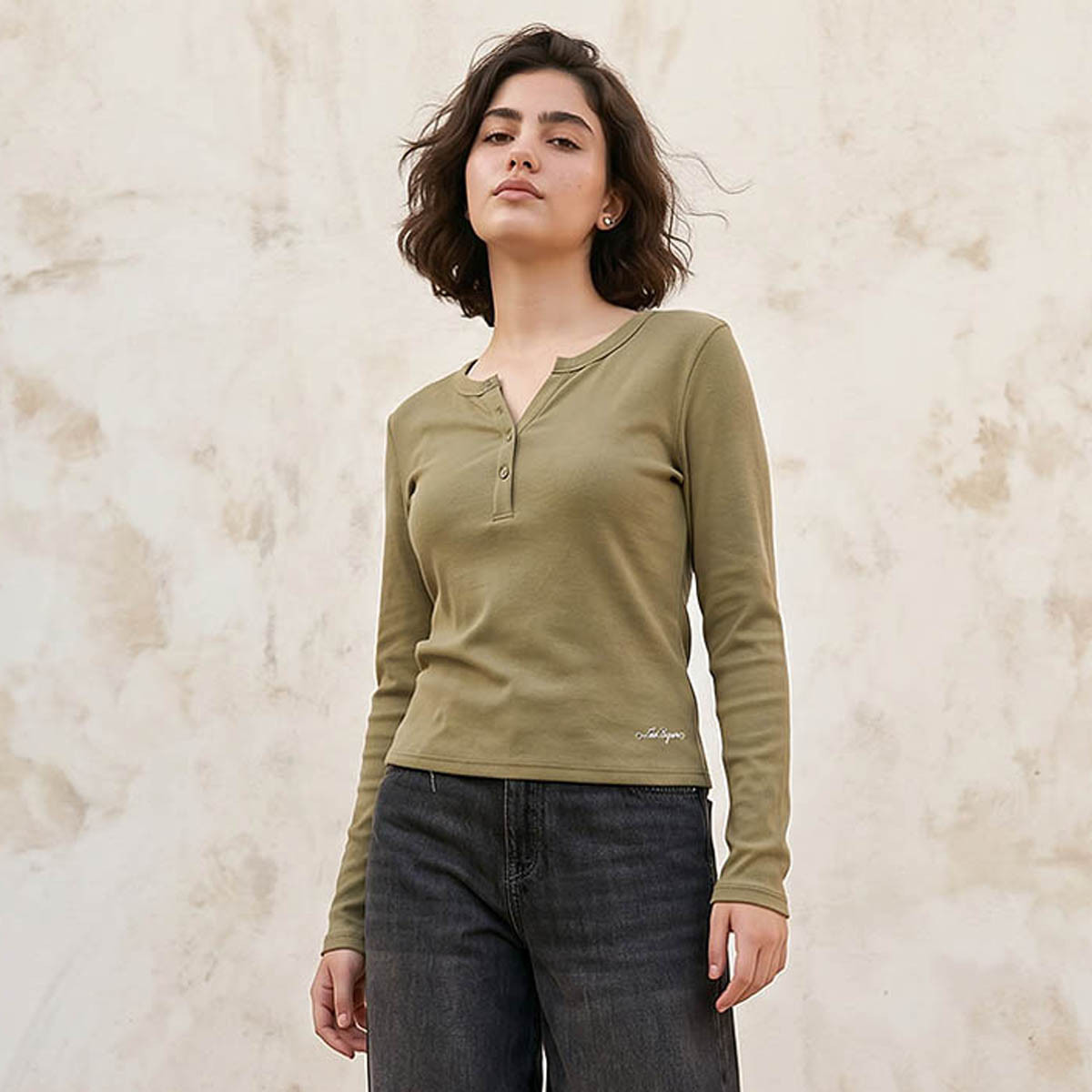Lee Cooper Ribbed Top with Half Placket-women-clothing-tshirts-image-1