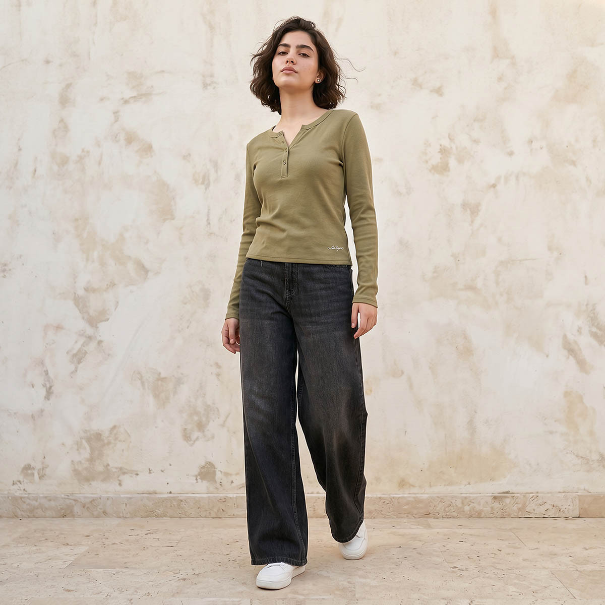 Lee Cooper Ribbed Top with Half Placket-women-clothing-tshirts-image-3