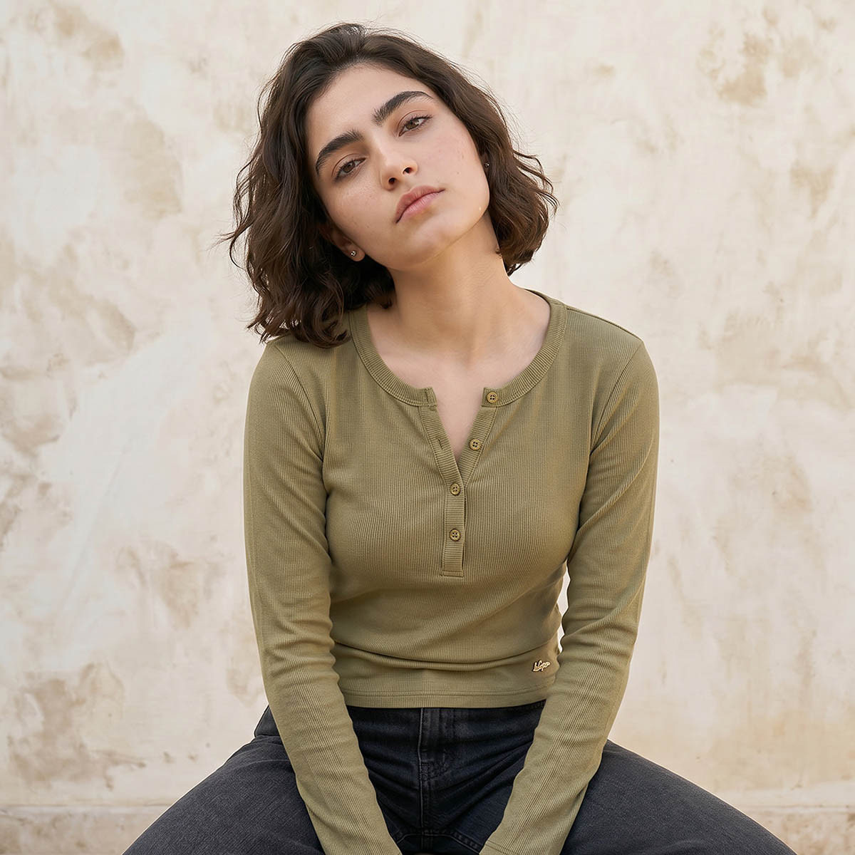 Lee Cooper Ribbed Top with Half Placket-women-clothing-tshirts-image-5