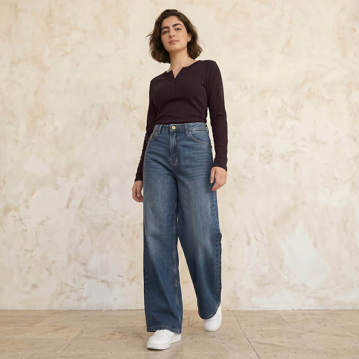 Lee Cooper Ribbed Top with Half Placket-women-clothing-tshirts-image-3