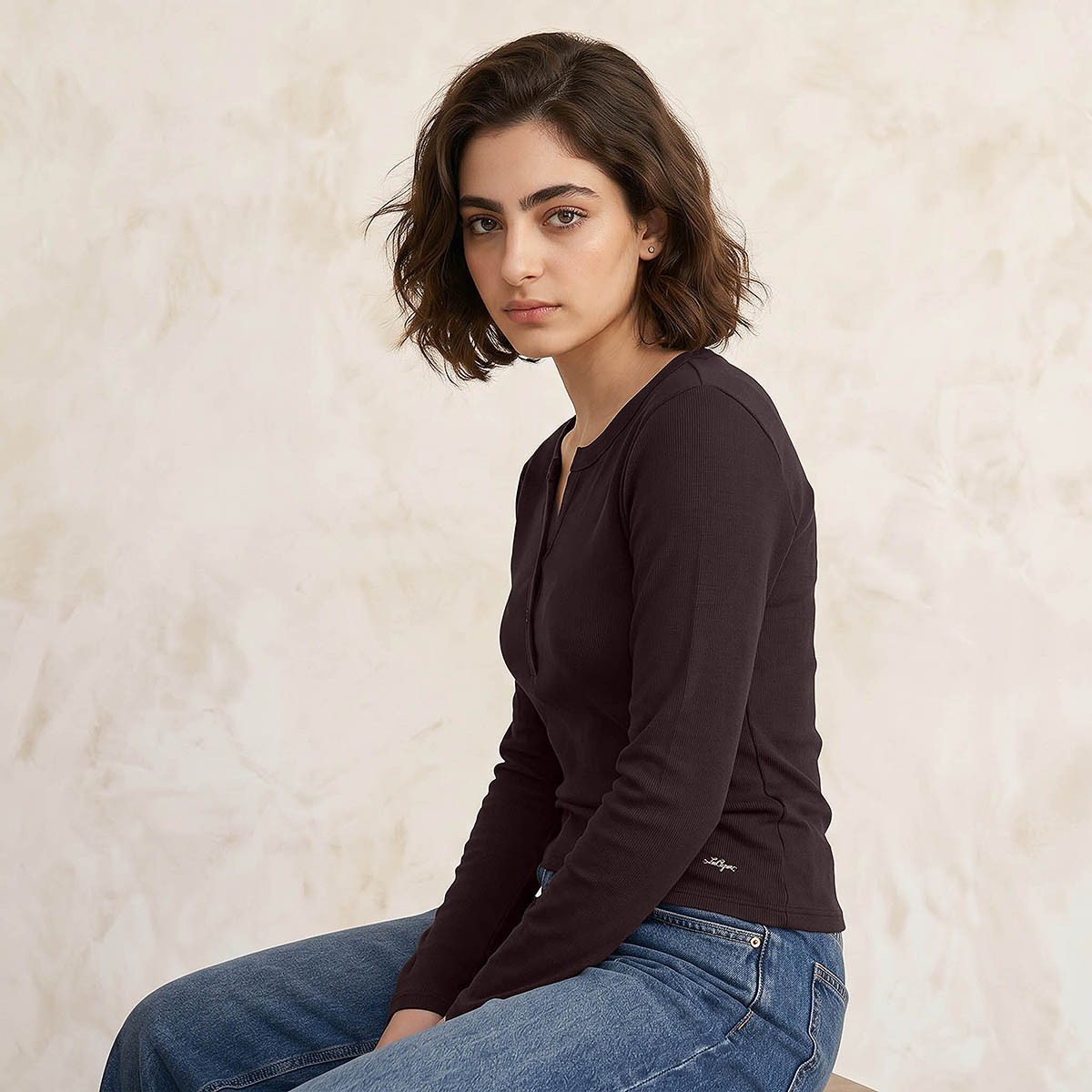 Lee Cooper Ribbed Top with Half Placket-women-clothing-tshirts-image-6