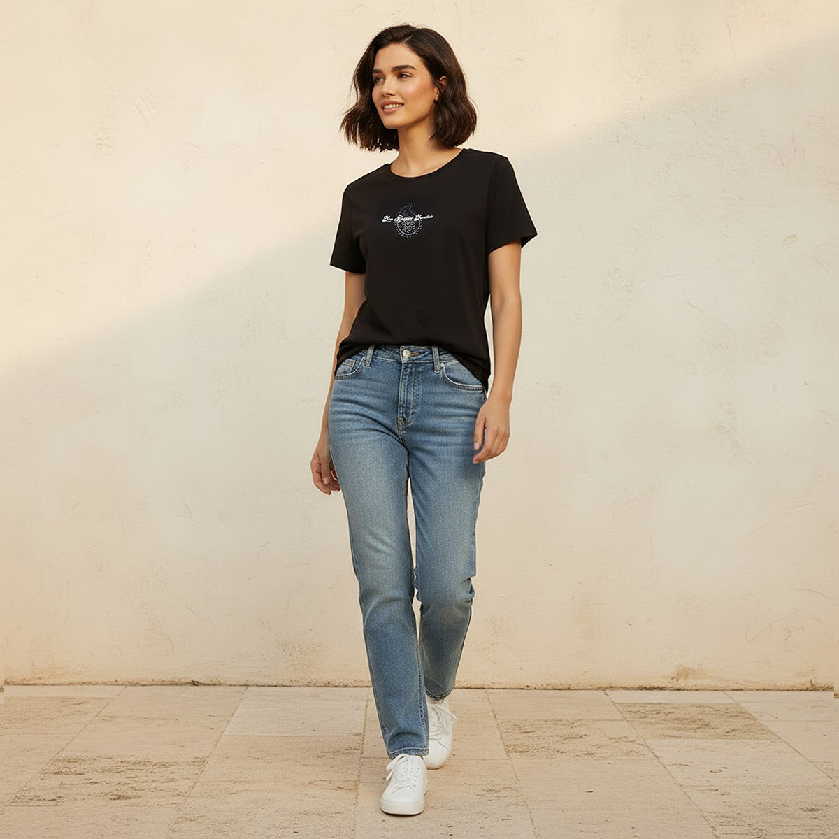 Lee Cooper Relaxed Fit Cotton T-shirt with Print-women-clothing-tshirts-image-3