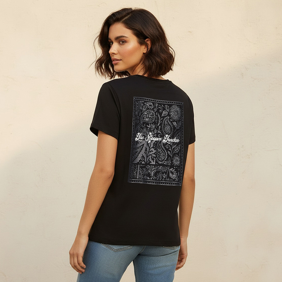 Lee Cooper Relaxed Fit Cotton T-shirt with Print-women-clothing-tshirts-image-4