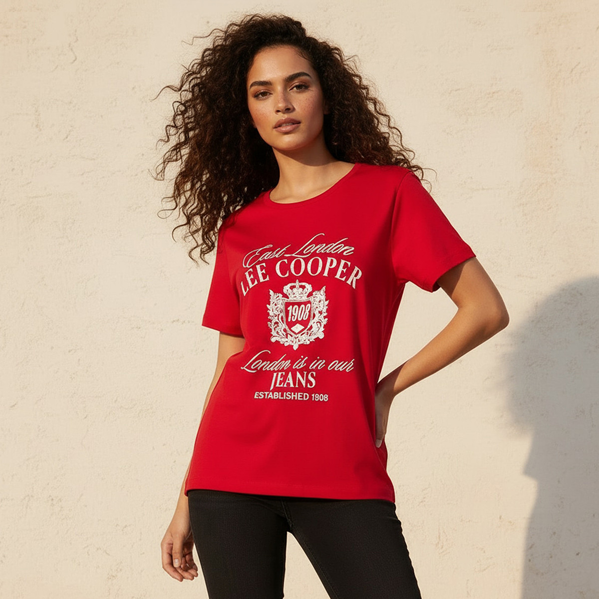 Lee Cooper Relaxed Fit Cotton T-shirt with Print-women-clothing-tshirts-image-1