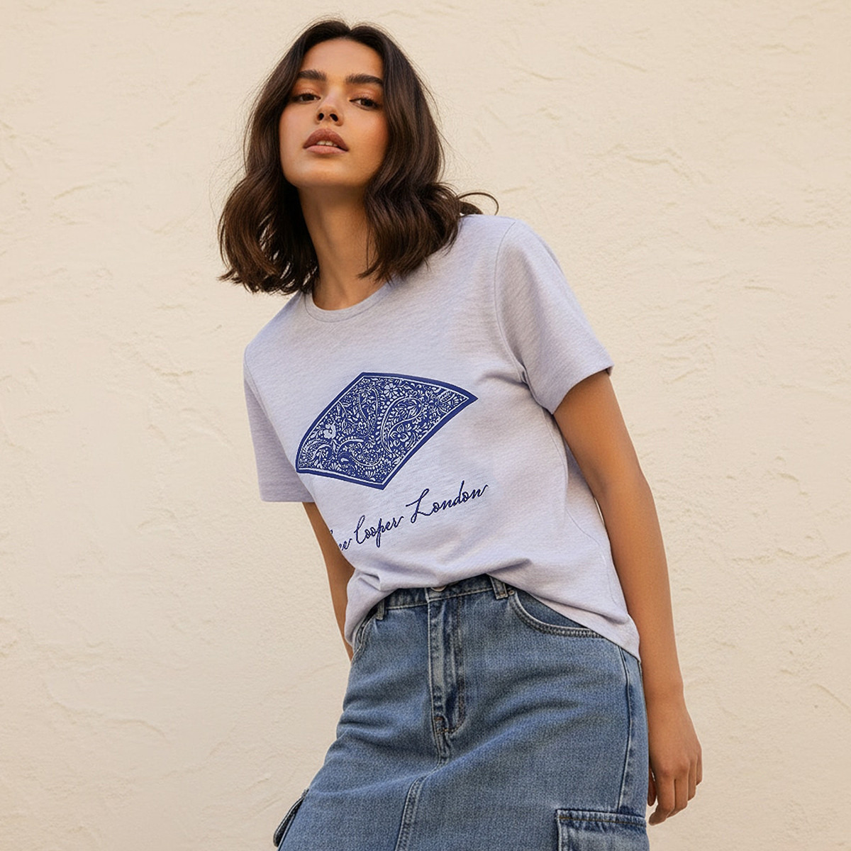 Lee Cooper Relaxed Fit Cotton T-shirt with Print-women-clothing-tshirts-image-1