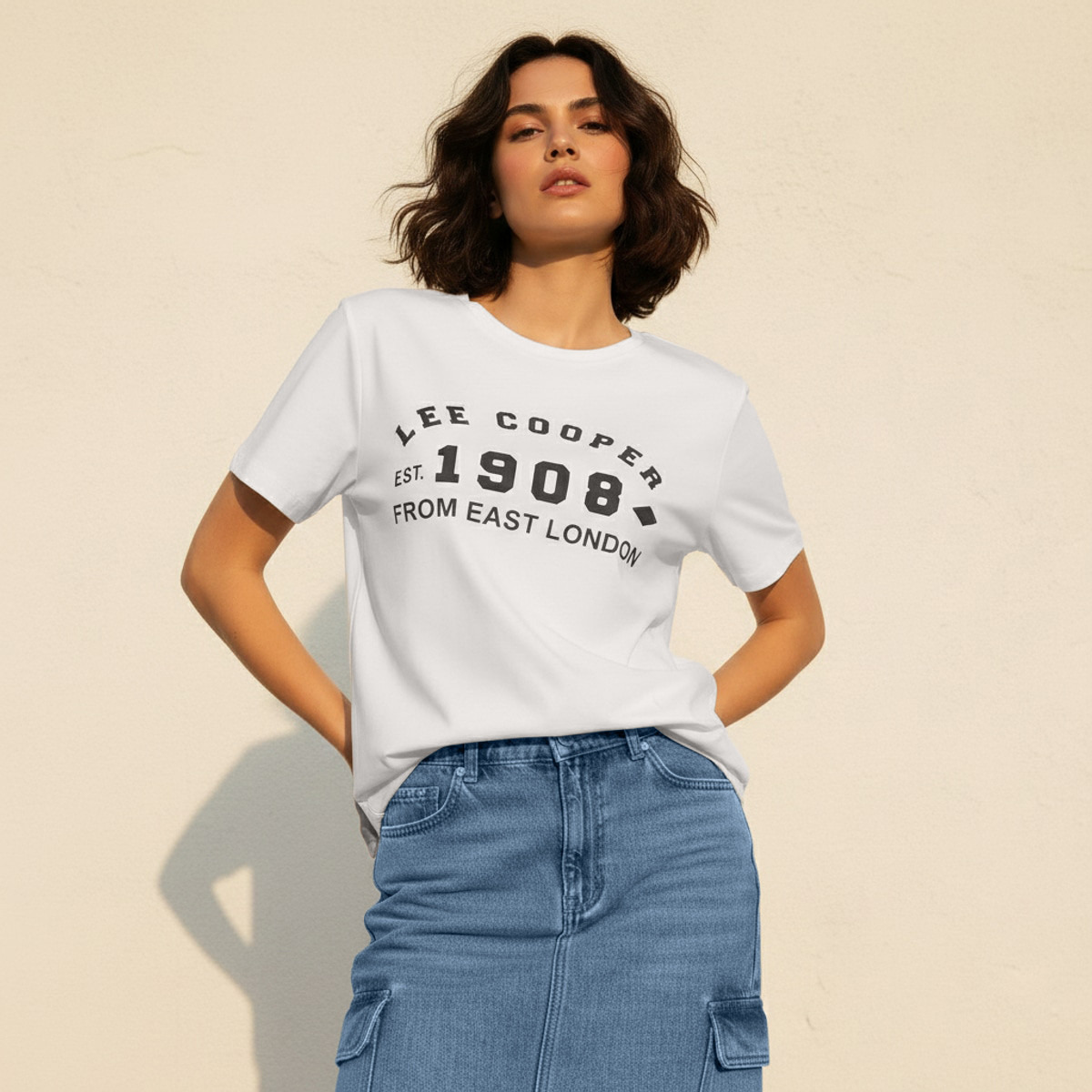 Lee Cooper Relaxed Fit Cotton T-shirt with Print-women-clothing-tshirts-image-1