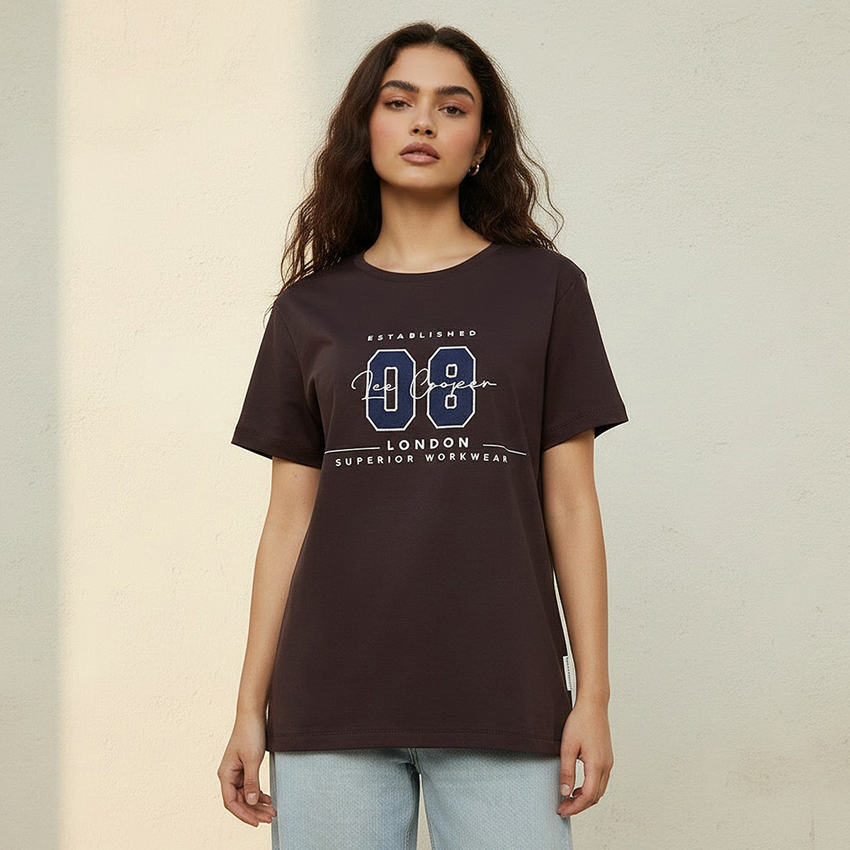 Lee Cooper Relaxed Fit Cotton T-shirt with Embroidery-women-clothing-tshirts-image-1