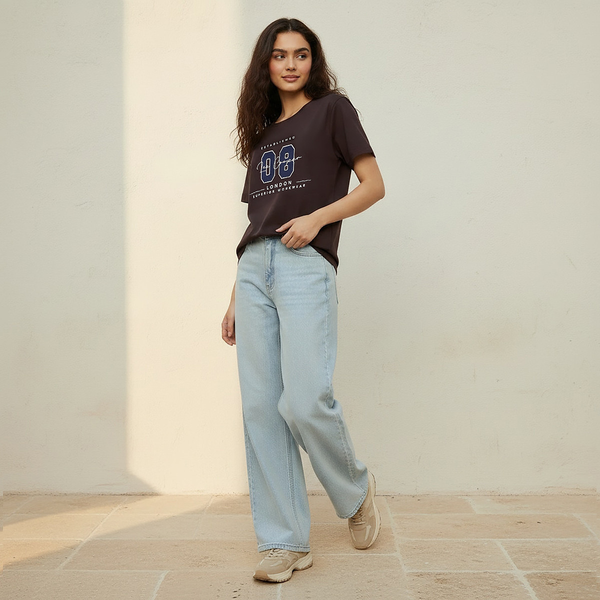 Lee Cooper Relaxed Fit Cotton T-shirt with Embroidery-women-clothing-tshirts-image-3