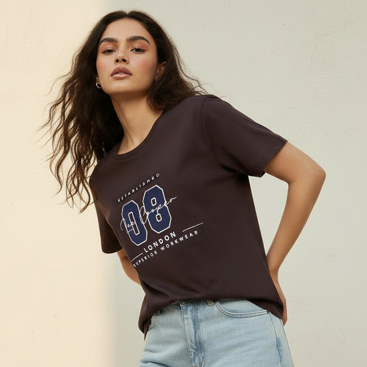 Lee Cooper Relaxed Fit Cotton T-shirt with Embroidery-women-clothing-tshirts-image-5