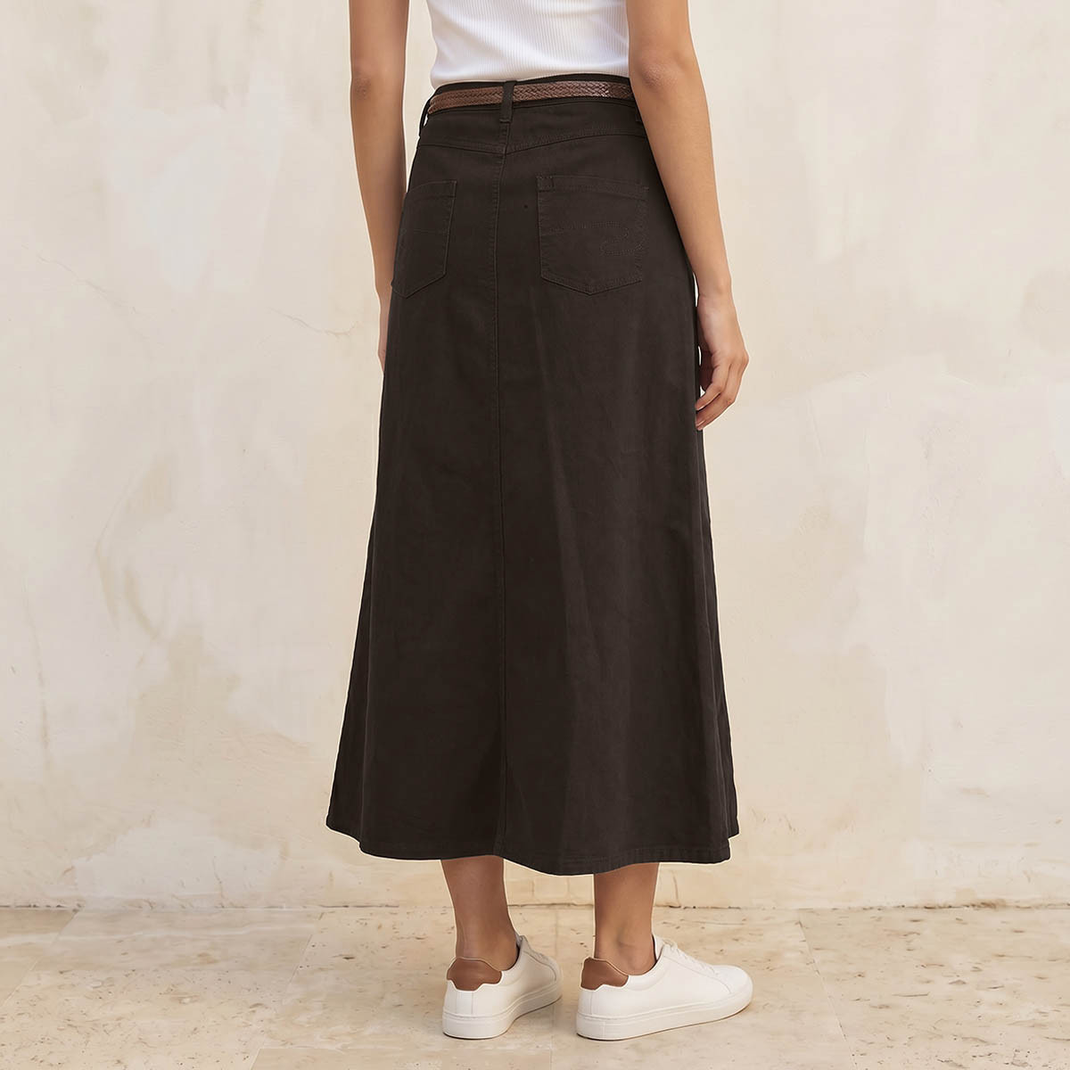 تنورة إيه لاين ميدي بحزام من لي كوبر-women-clothing-skirts-image-4